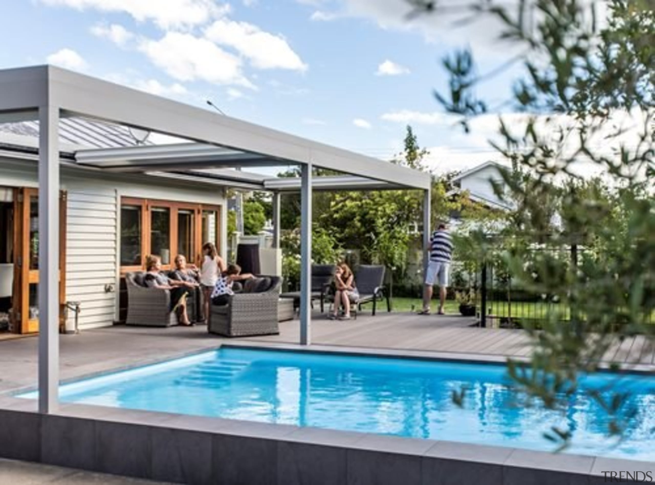 https://trendsideas.com/stories/sky-louvre-systems backyard, home, house, leisure, outdoor structure, property, real estate, swimming pool, window, white