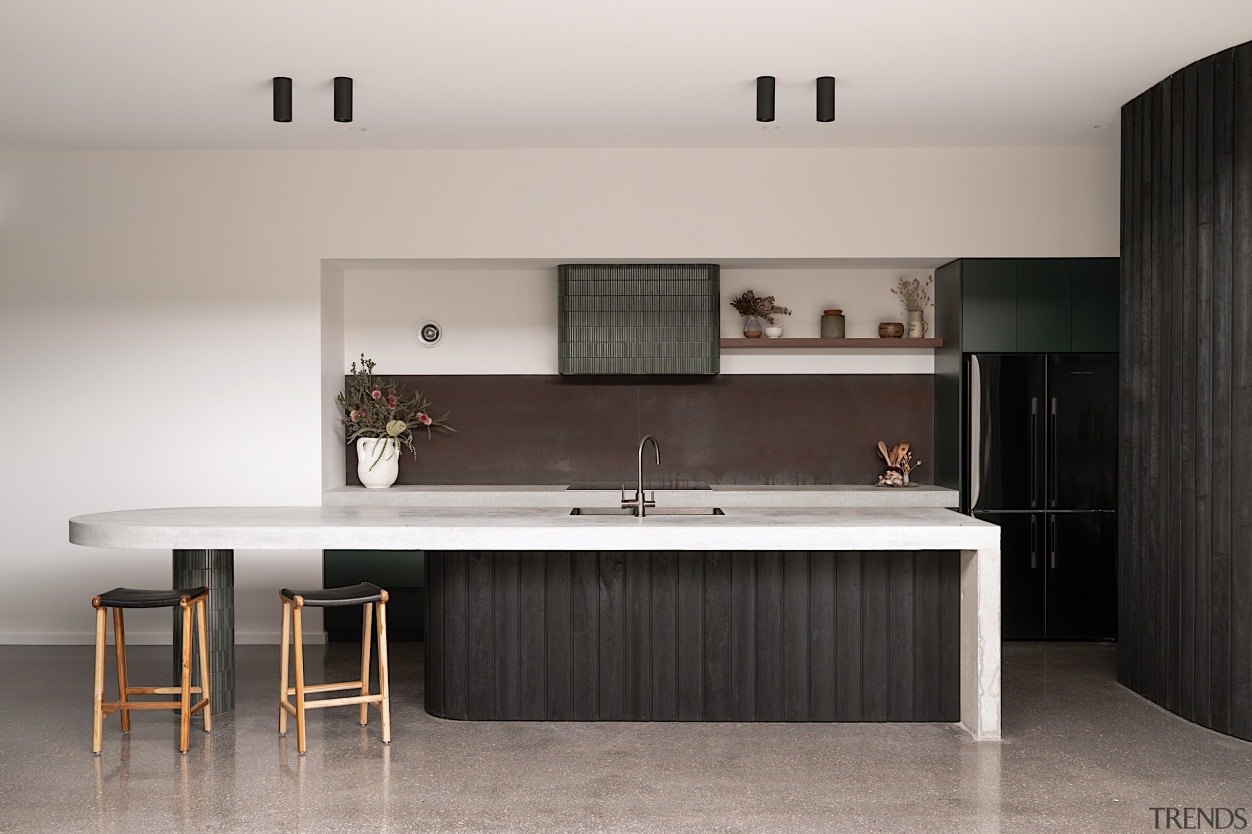 Charred timber even makes its way onto the 