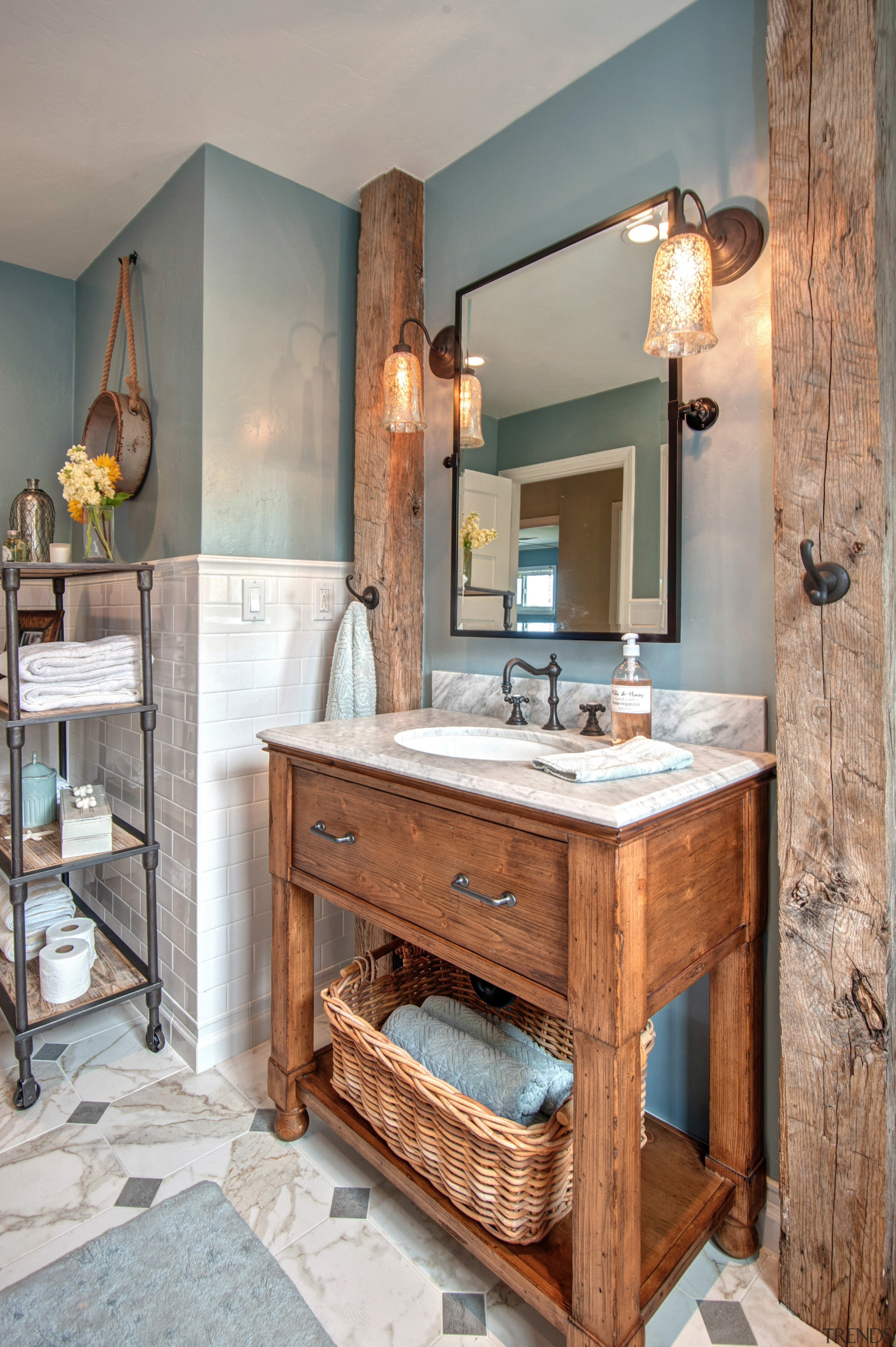 This modest guest bathroom celebrates a relaxed seaside bathroom, bathroom cabinet, cabinetry, countertop, interior design, room, gray