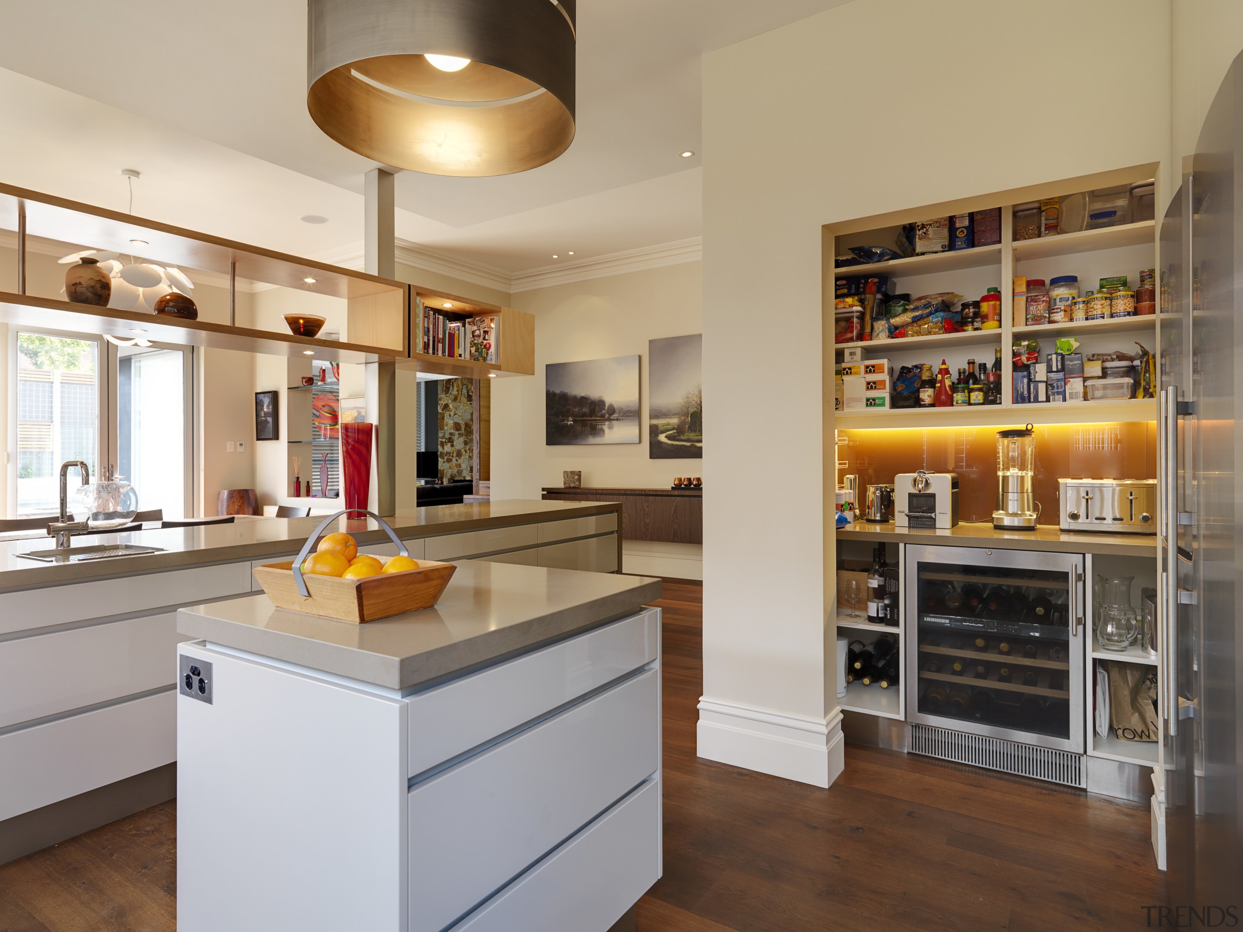 View of kitchen designed bt Nicholas Murray Architects cabinetry, countertop, interior design, kitchen, real estate, room, gray, brown