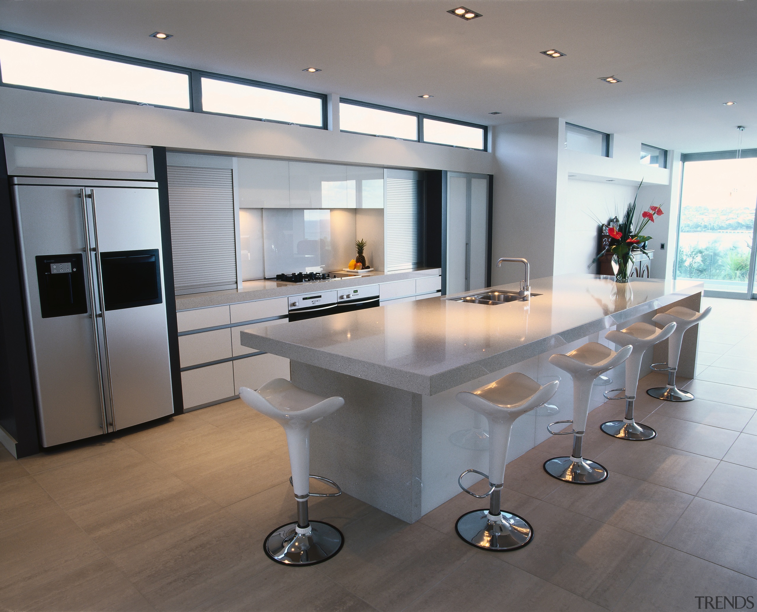 view of this kitchen area showing timber flooring countertop, floor, interior design, kitchen, product design, gray