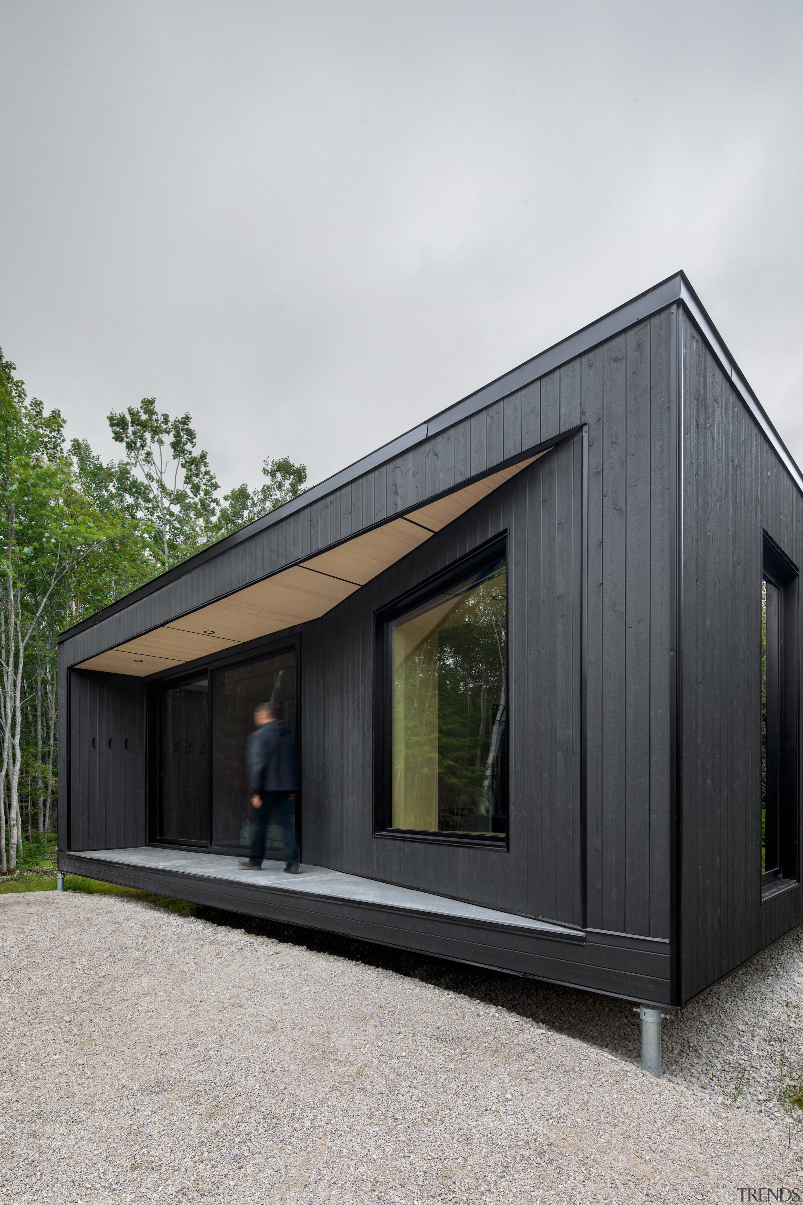 The entrances, off to the side of each 