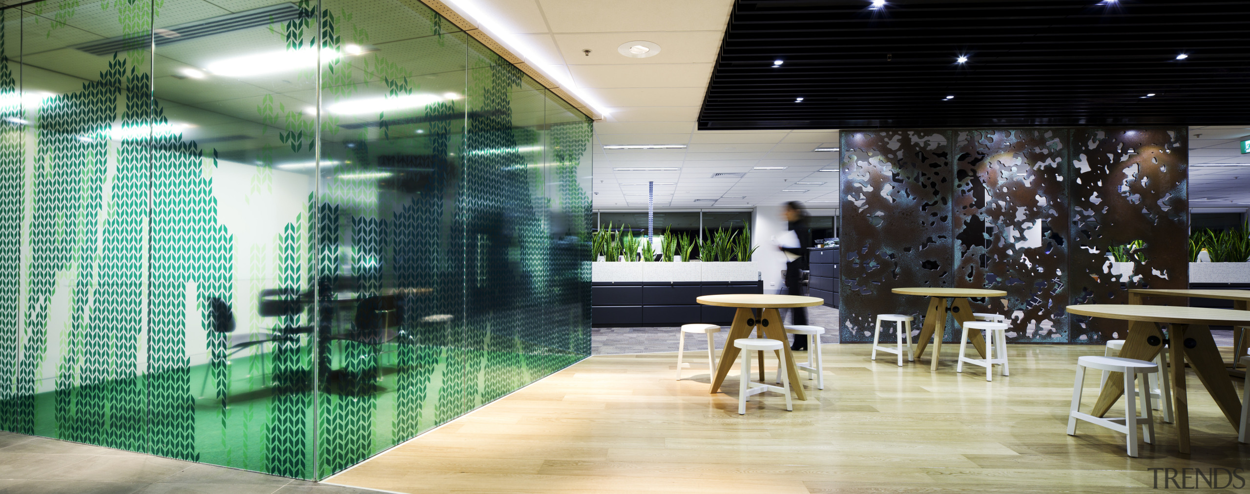 View of one of the multiple "quiet rooms" glass, interior design, lobby