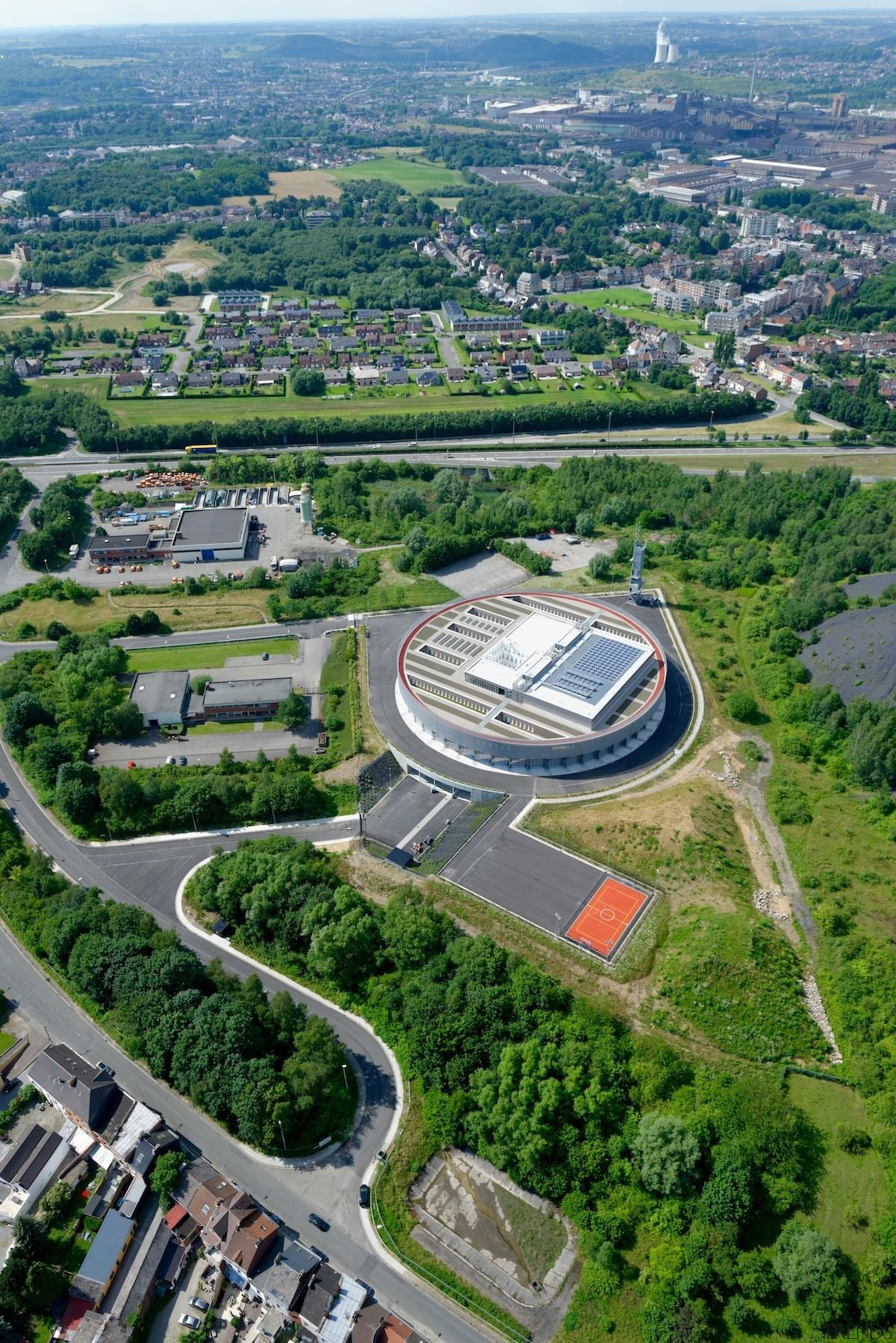 569 firestation - 569 firestation - aerial photography aerial photography, bird's eye view, city, landmark, metropolis, metropolitan area, sport venue, structure, suburb, urban area, green, gray