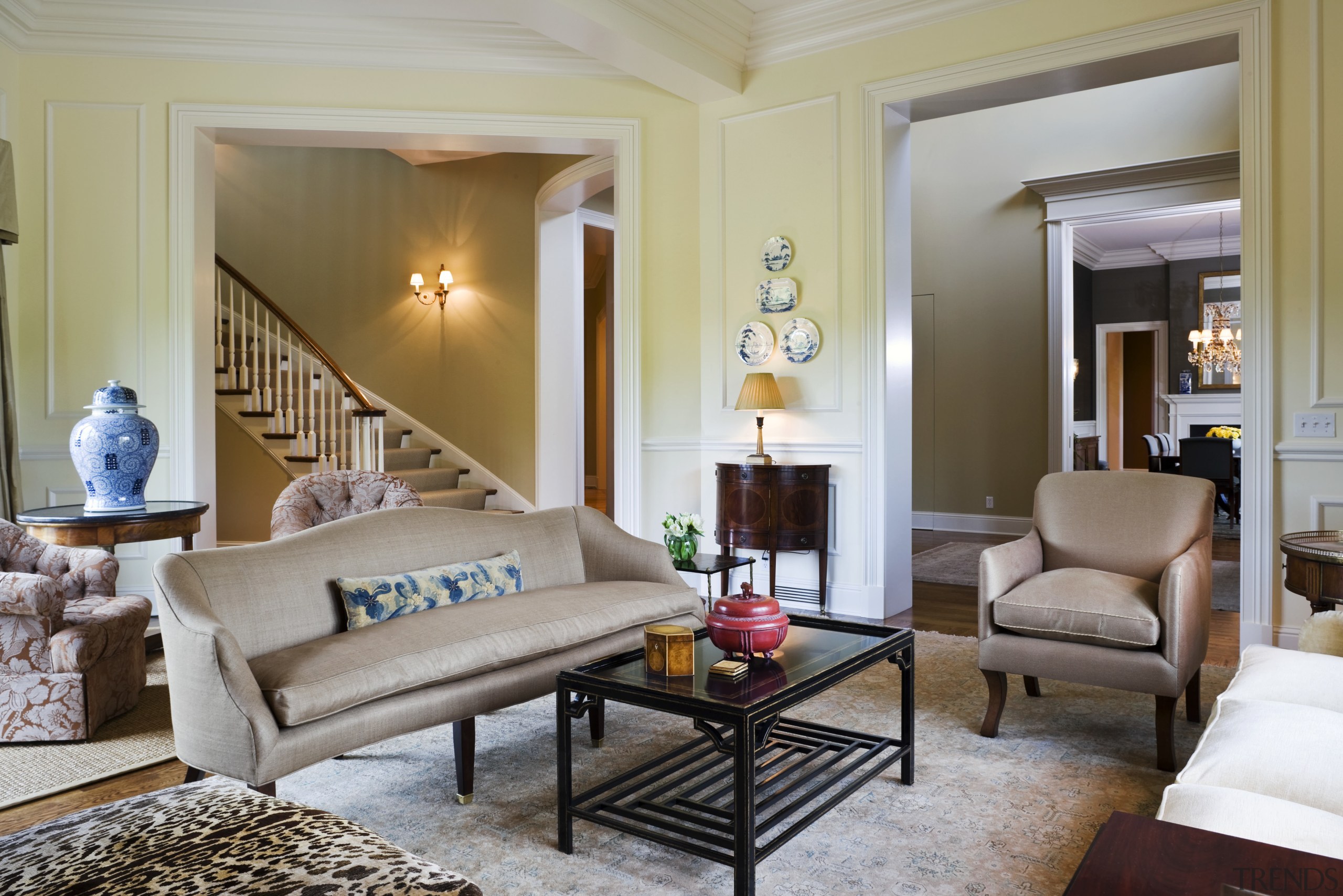 View of the formal living room with sofas ceiling, estate, furniture, home, interior design, living room, real estate, room, suite, gray