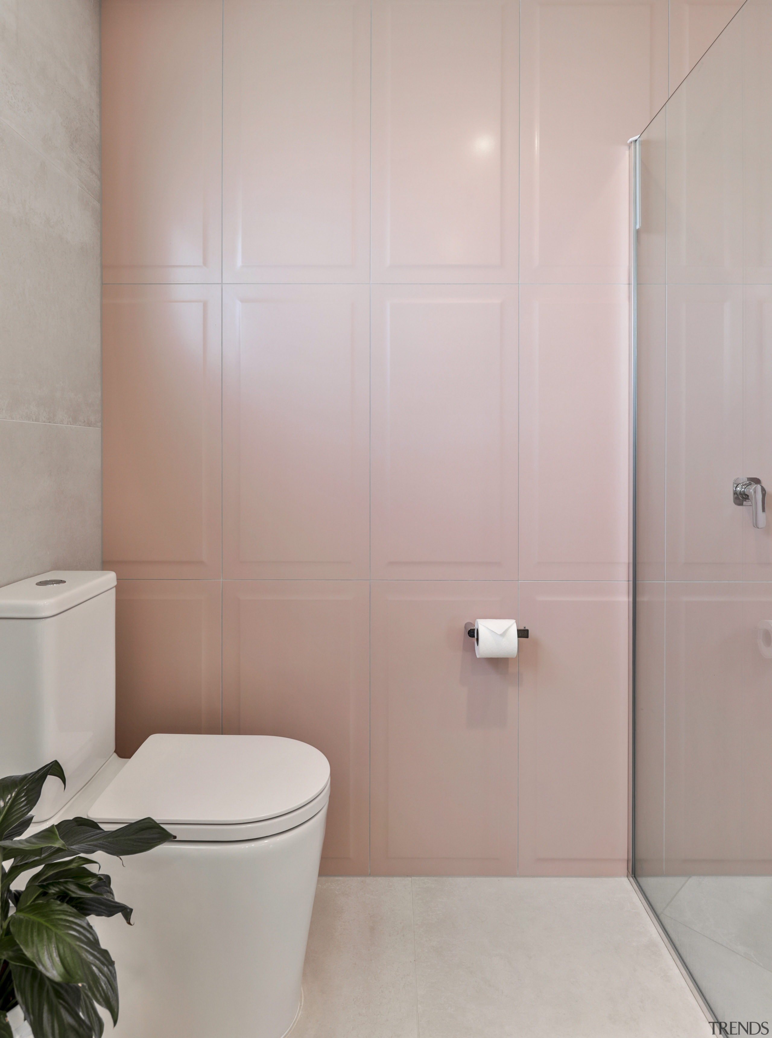 Victorian Blush Smooth Panel 400x800mm tiles were chosen 