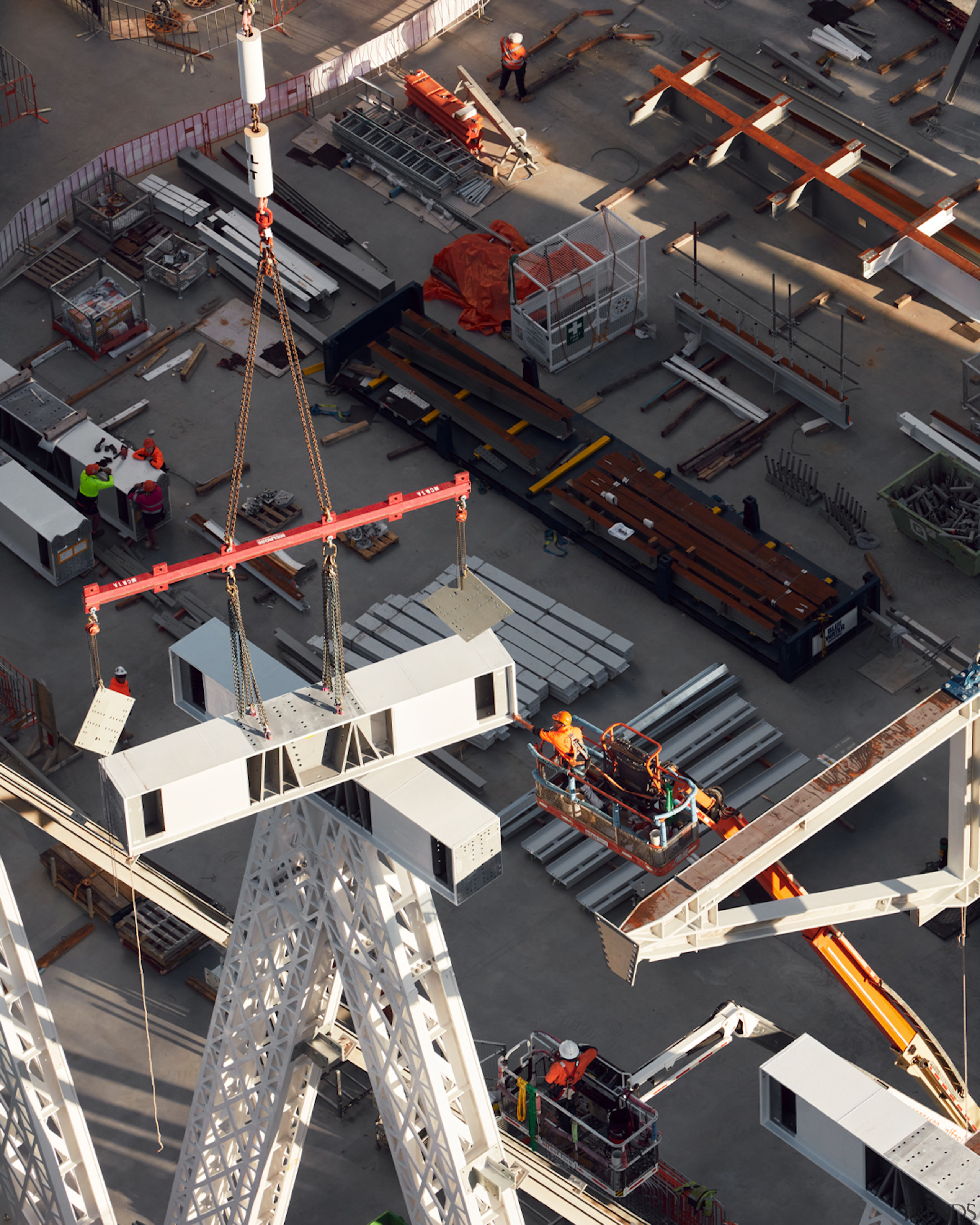 Building the giant exoskeleton. Photo by Zan Wimberley. 