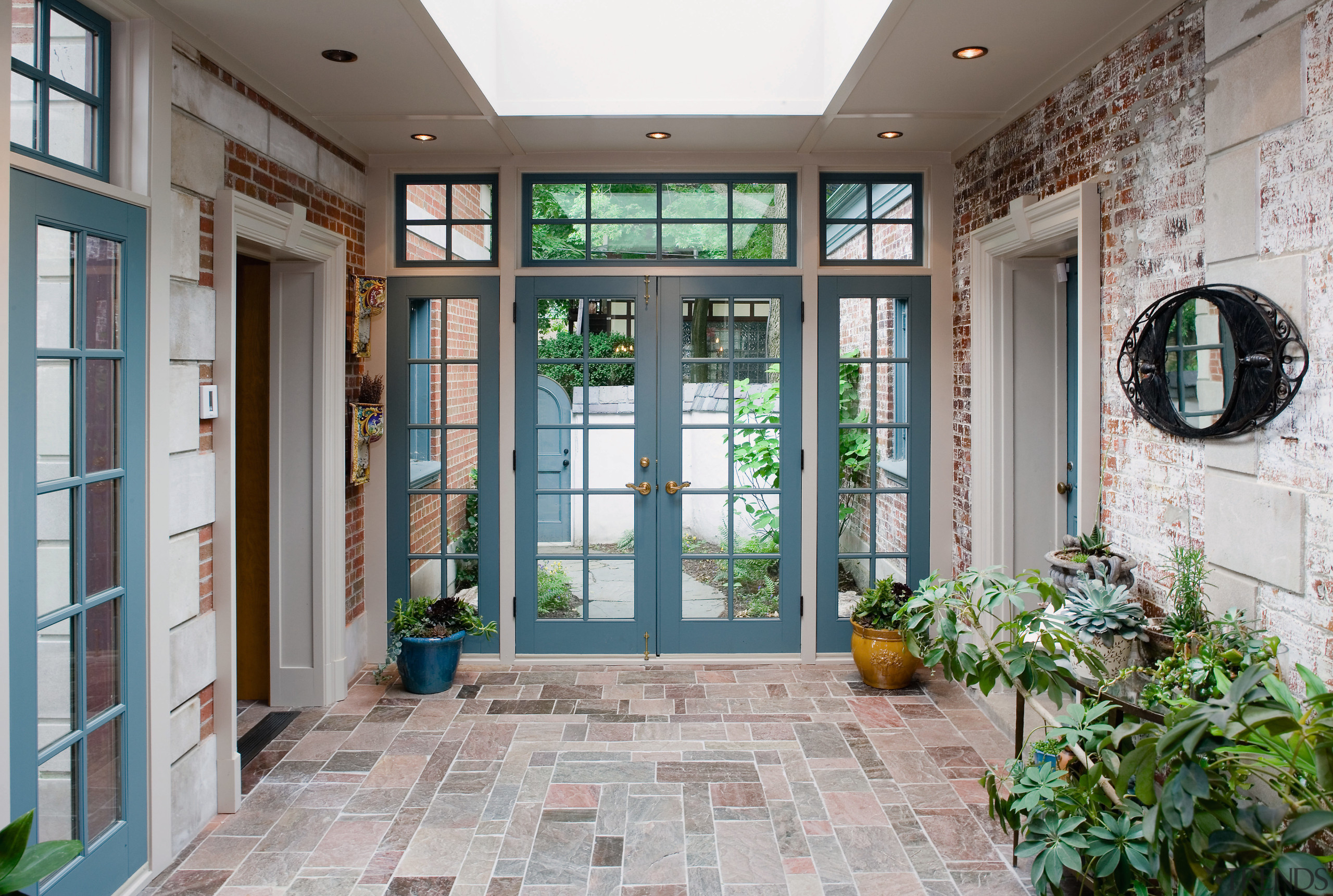 A view of the conservatory. - A view courtyard, door, estate, home, real estate, window, gray