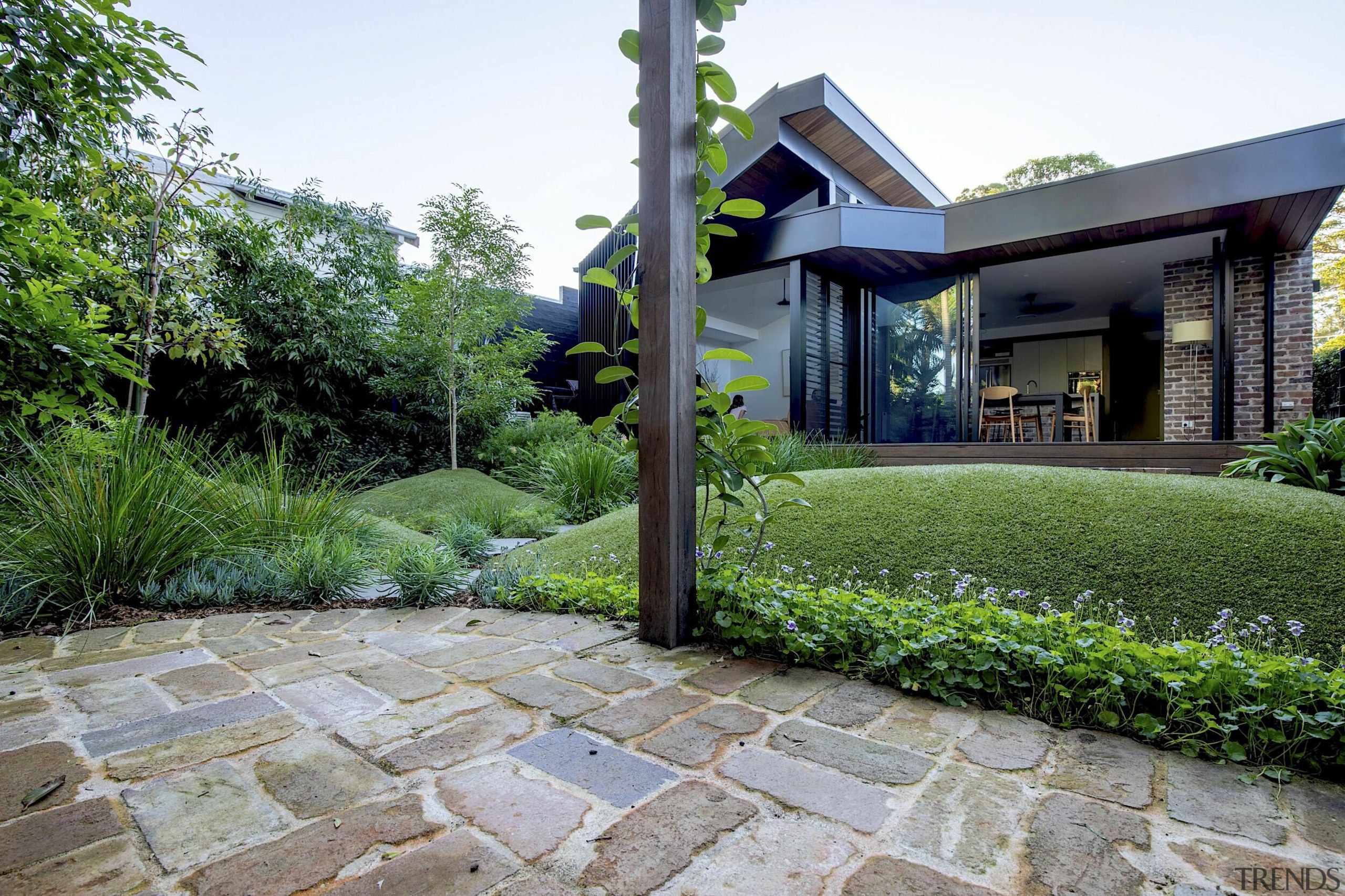 Bluestone pavers are a feature of the backyard 