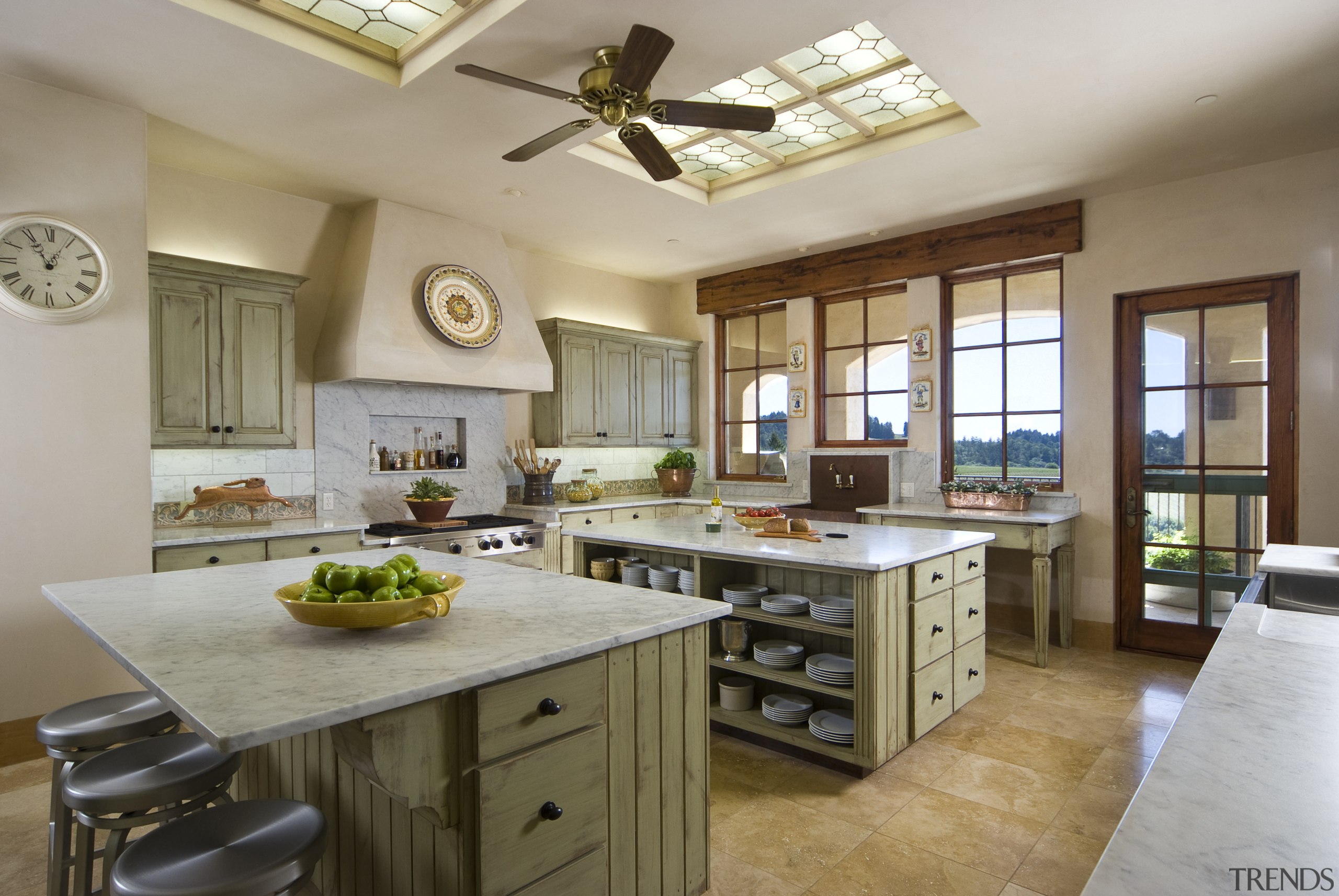 View of kitchen. Architect Neil Peoples AIA. Tuscan ceiling, countertop, cuisine classique, estate, interior design, kitchen, property, real estate, gray, brown