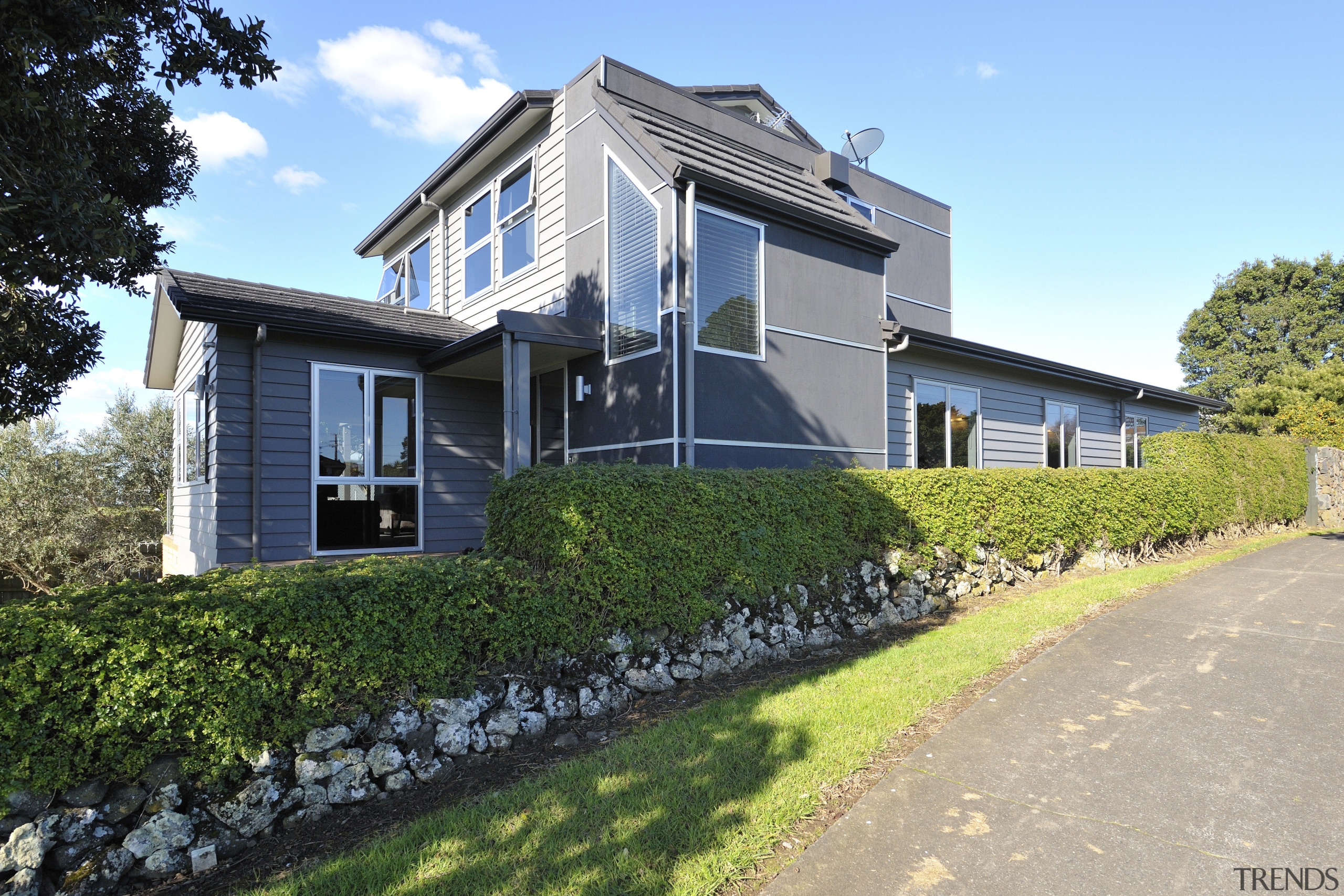 Exterior view of a home built by Keola building, cottage, elevation, estate, facade, farmhouse, home, house, neighbourhood, property, real estate, residential area, sky, villa