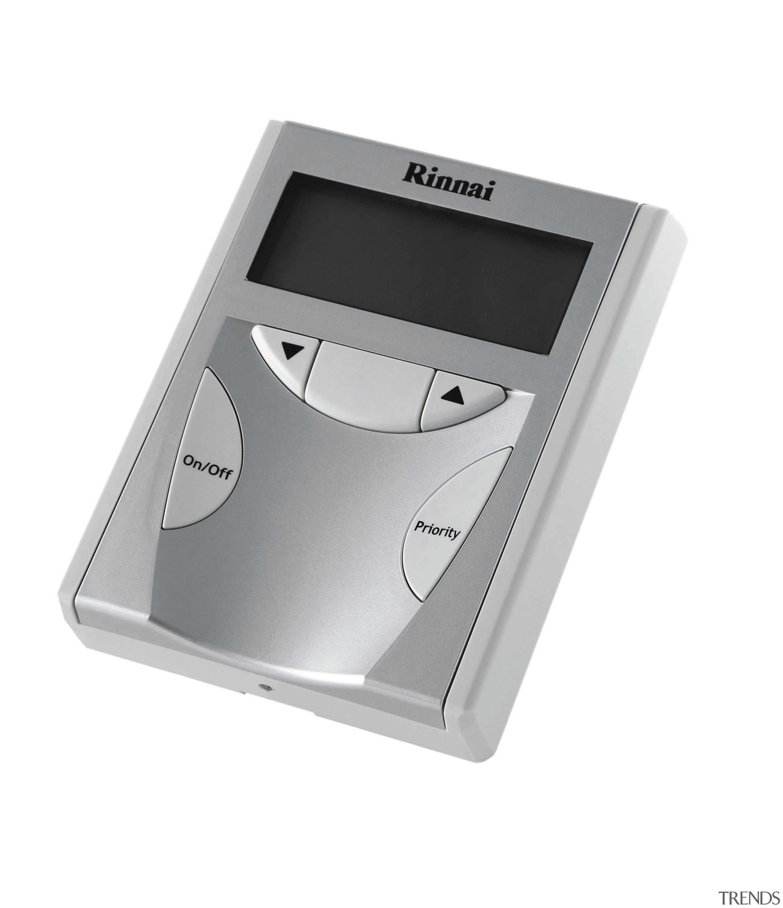 A view of a temperature contoller from Rinnai. electronics, hardware, kitchen scale, measuring instrument, product, product design, weighing scale, white