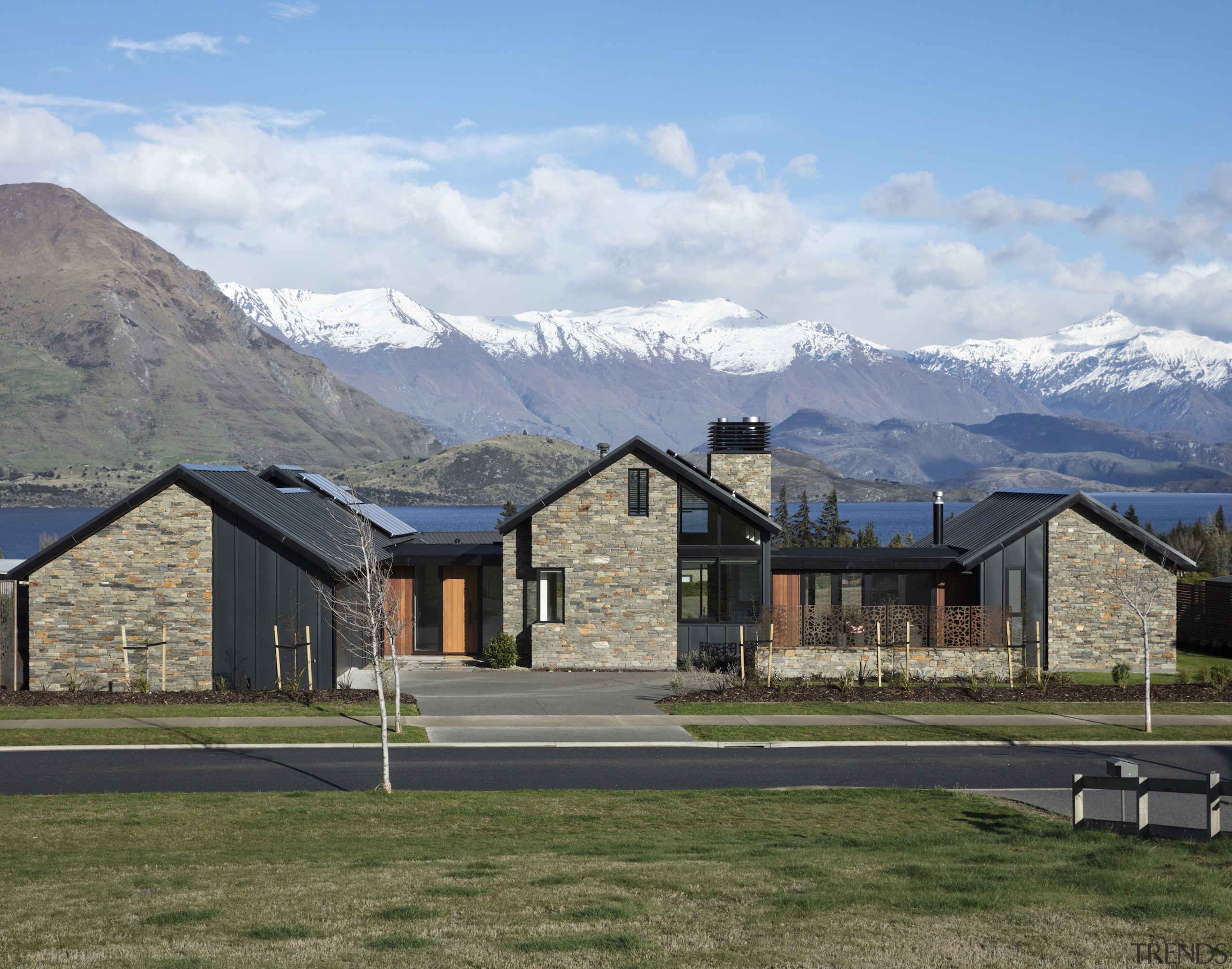 Runner-up – Condon Scott Architects – TIDA New alps, cloud, cottage, elevation, estate, farmhouse, fell, grass, highland, home, house, land lot, landscape, log cabin, mountain, mountain range, mountainous landforms, property, ranch, real estate, residential area, rural area, sky, suburb, winter, gray