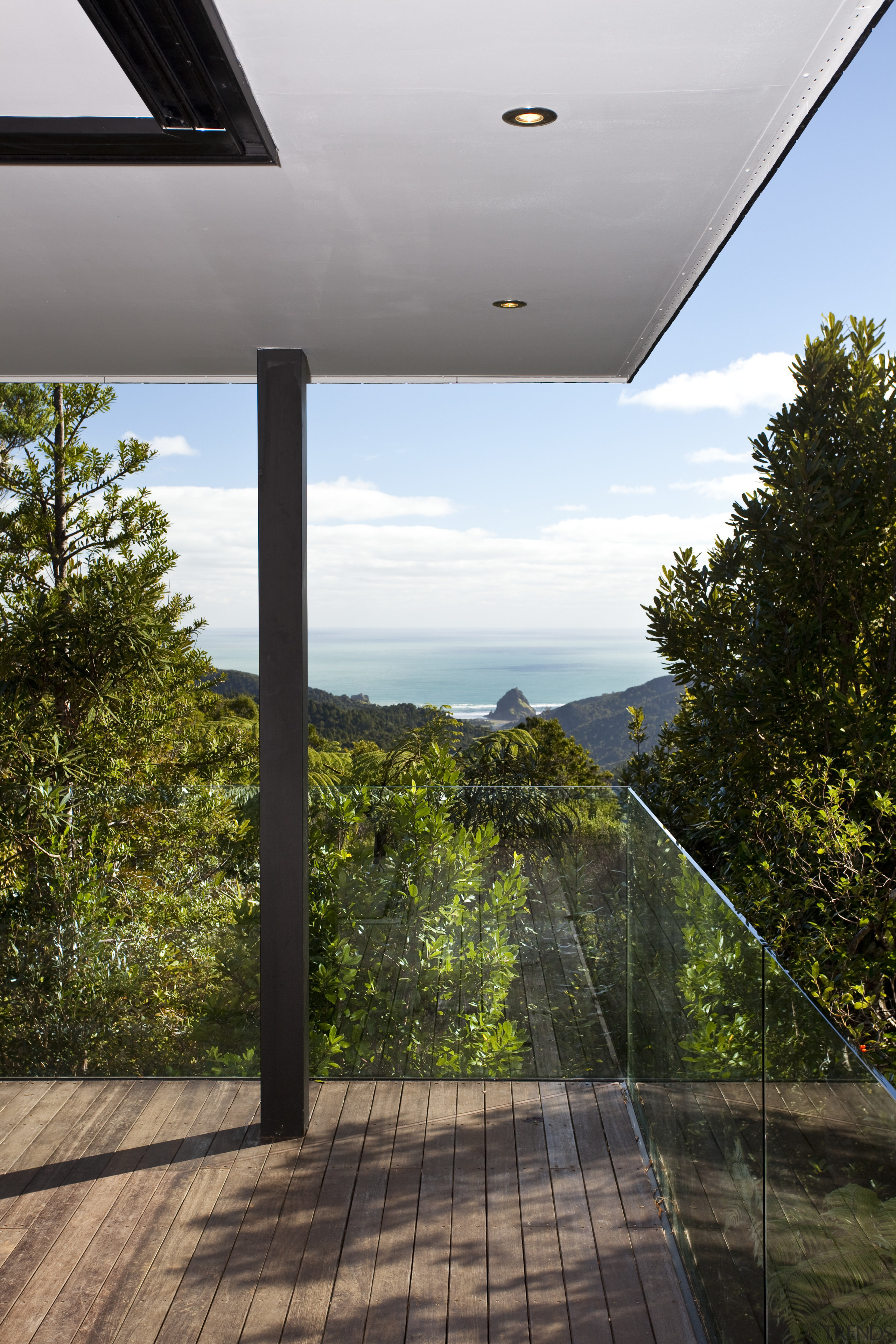 Designed by Chris Tate of Chris Tate Architecture, architecture, cloud, estate, home, house, landscape, plant, property, real estate, reflection, residential area, sky, sunlight, tree, brown