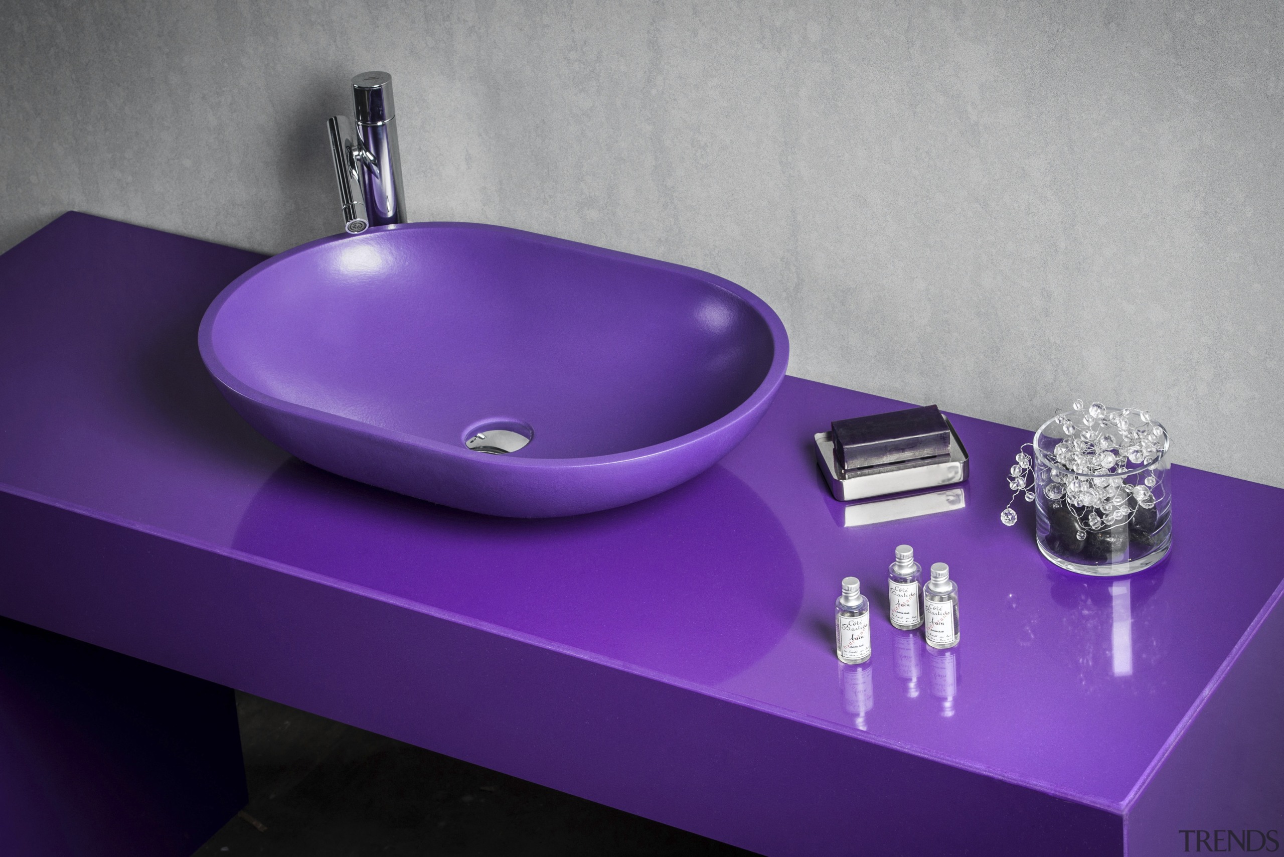 U Design sink units by Stone Italiana provide bathroom sink, plumbing fixture, product, product design, purple, sink, purple, gray