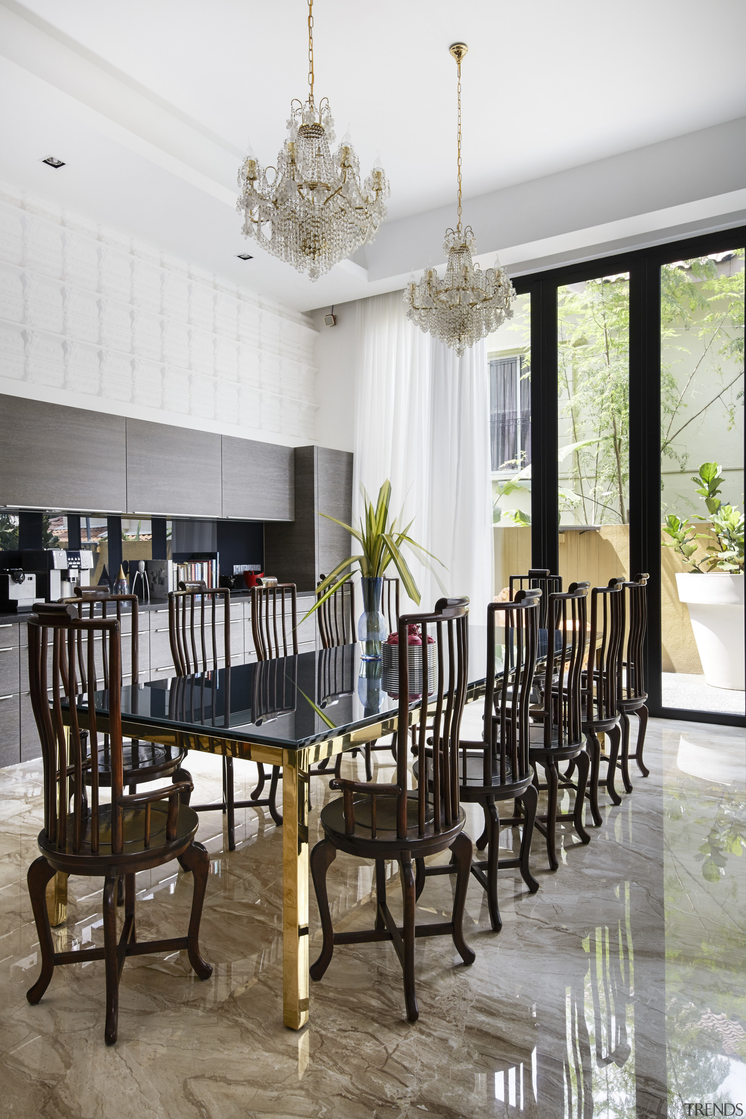 Contemporary meets classic  a modern German kitchen chair, dining room, furniture, home, interior design, room, table, white