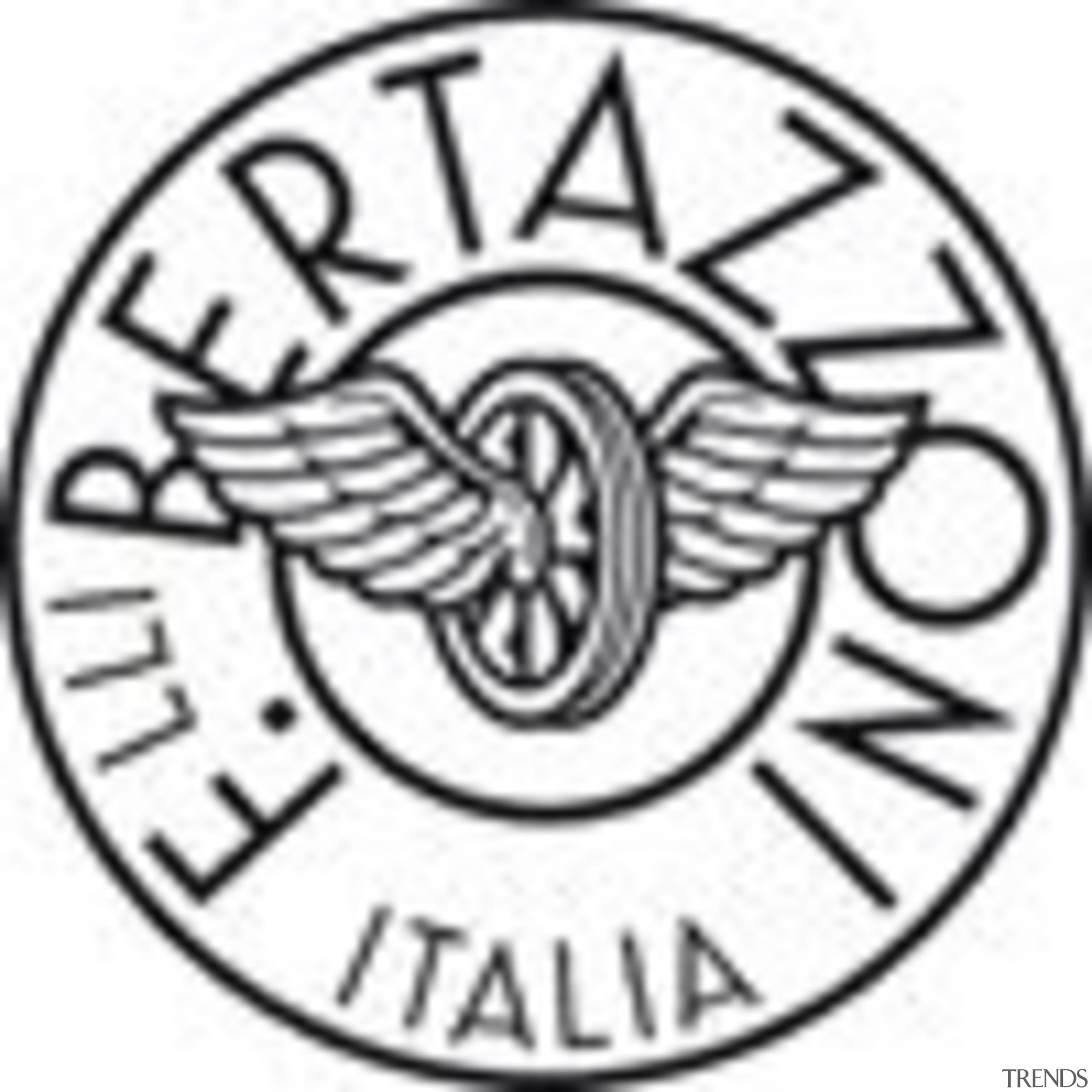 View of the Bertazzoni logo. - View of area, black and white, circle, design, font, product, symbol, white