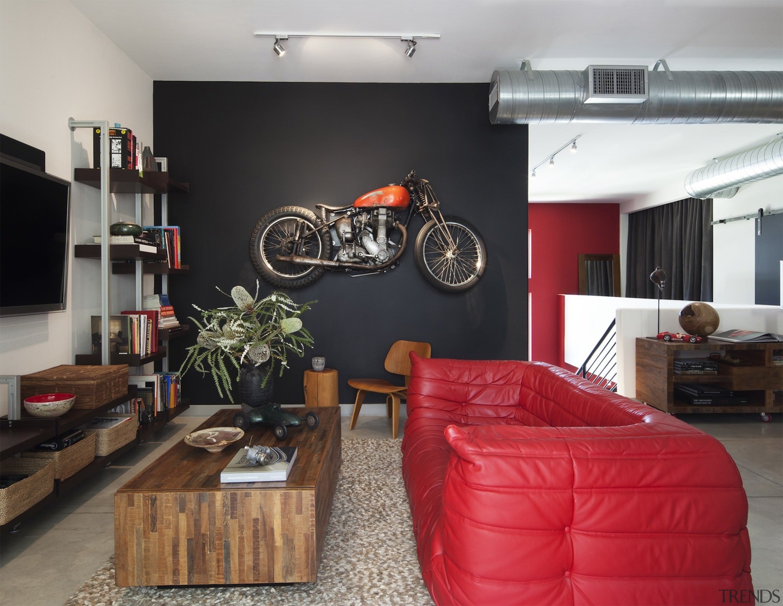 Loft Living Bike - Tim Street Porter - home, interior design, living room, room, table, black, gray
