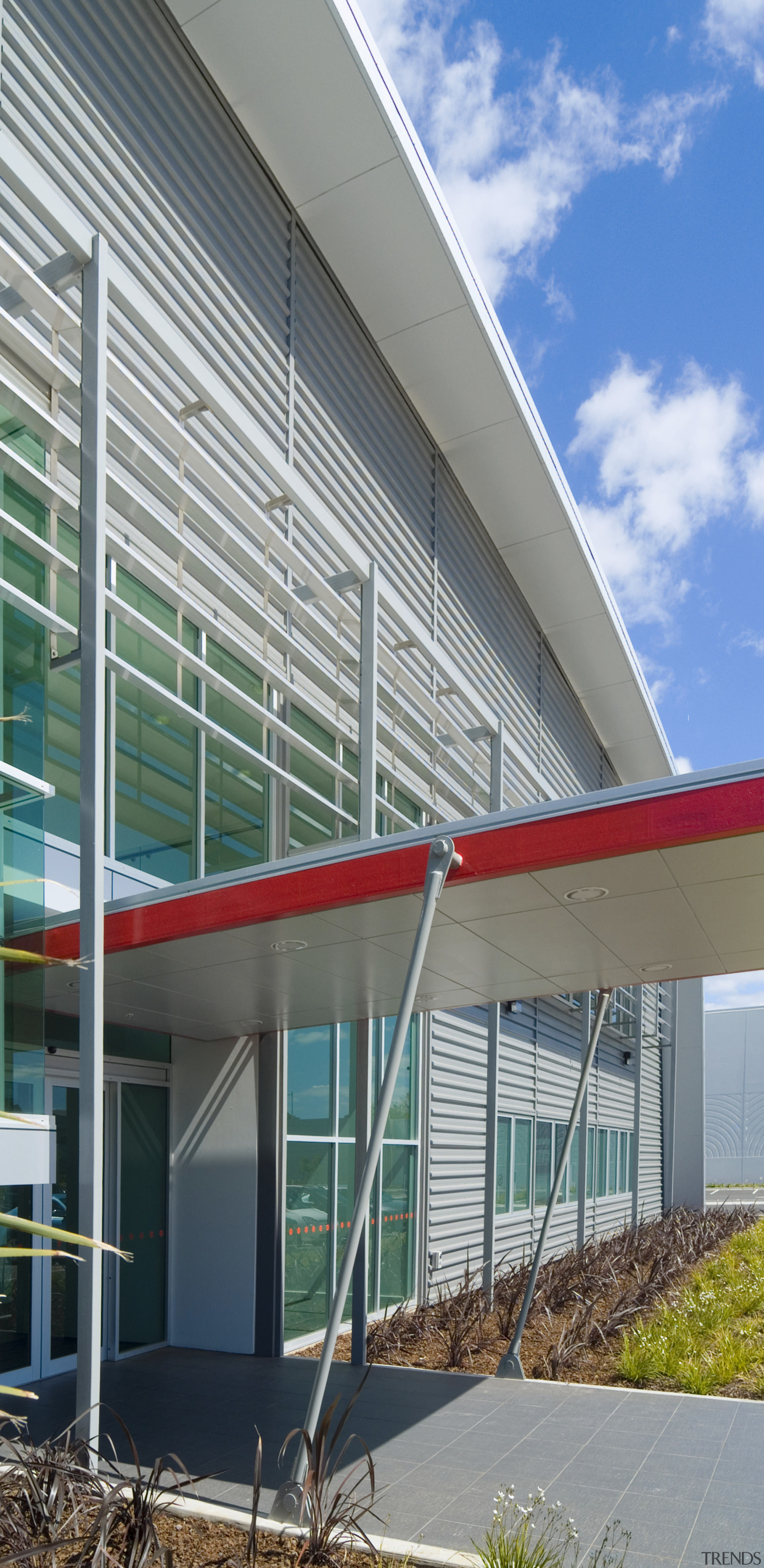 Steel Roofing was contracted to supply and install architecture, building, commercial building, corporate headquarters, daylighting, facade, house, real estate, residential area, structure, gray