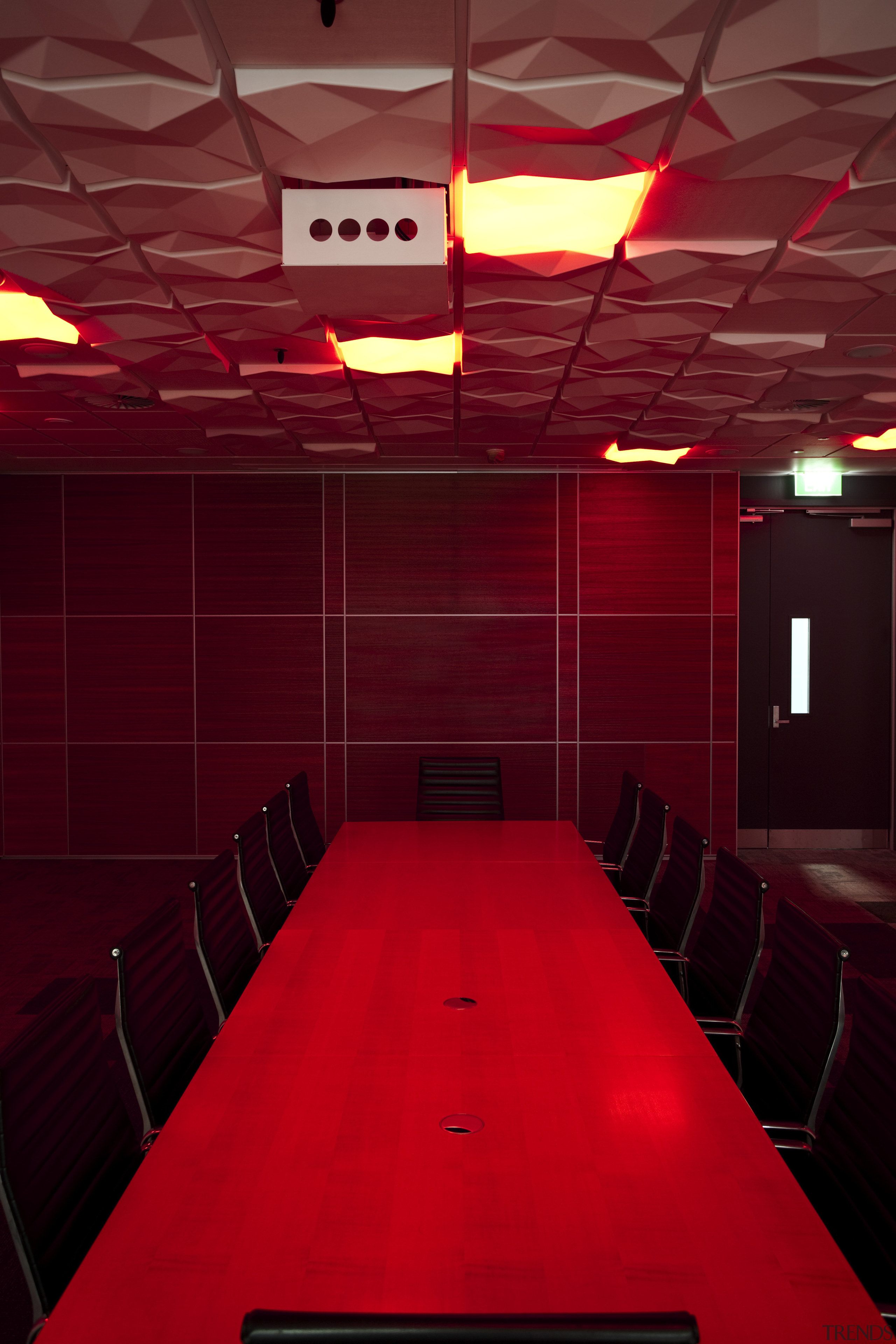 View of lightng options by Network Lighting in architecture, auditorium, ceiling, conference hall, interior design, light, lighting, red, table, red