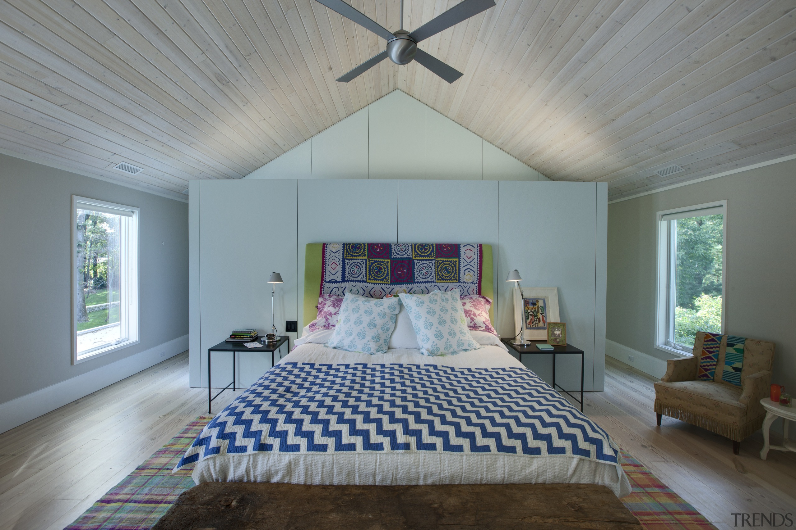 View of home with self-contained unit above garage, architecture, bed, bedroom, ceiling, daylighting, estate, home, house, interior design, real estate, room, wall, window, gray