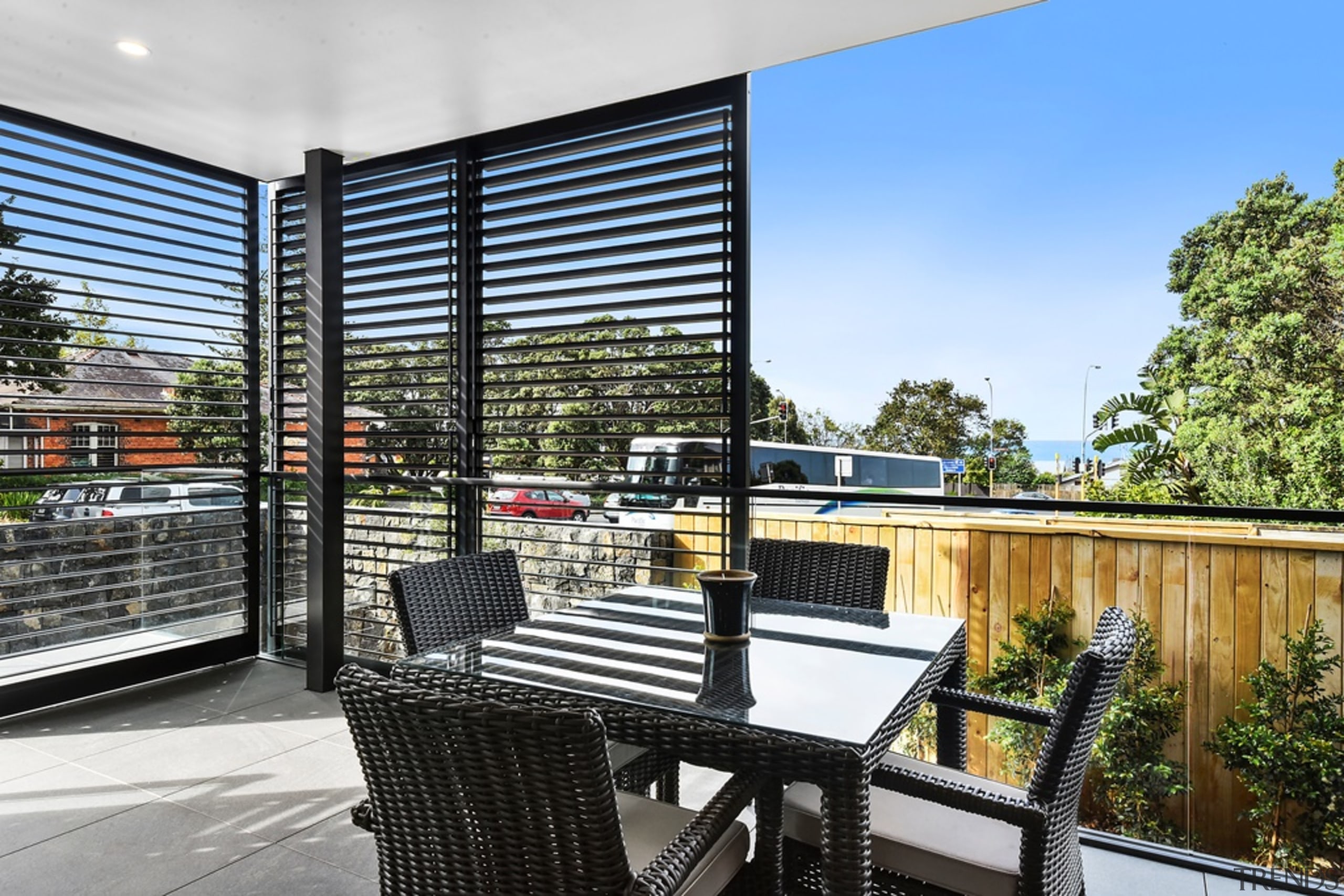 78580_louvretec-new-zealand-ltd_1557361996 - apartment | architecture | balcony | apartment, architecture, balcony, building, condominium, deck, furniture, home, house, interior design, patio, property, real estate, room, white, black