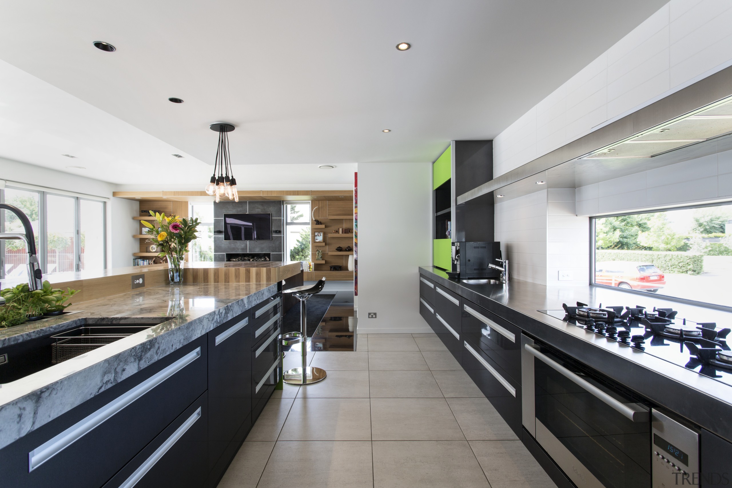 Storage aplenty  a bank of deep under-counter countertop, interior design, kitchen, real estate, white, gray