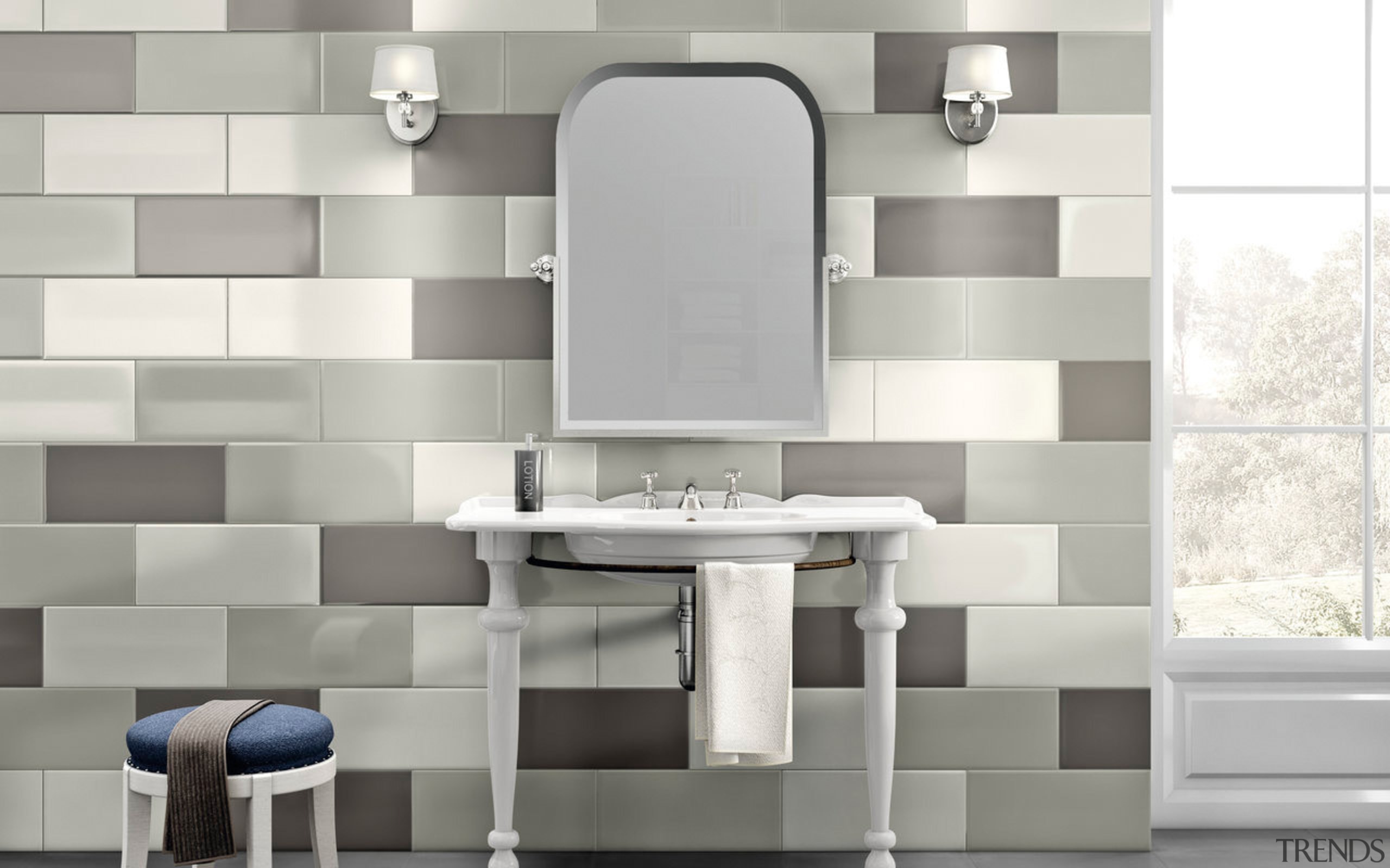Calx Ghiaccio Perla Antracite 100x300 - bathroom | bathroom, bathroom accessory, bathroom cabinet, ceramic, floor, flooring, interior design, plumbing fixture, product, sink, tap, tile, wall, gray, white