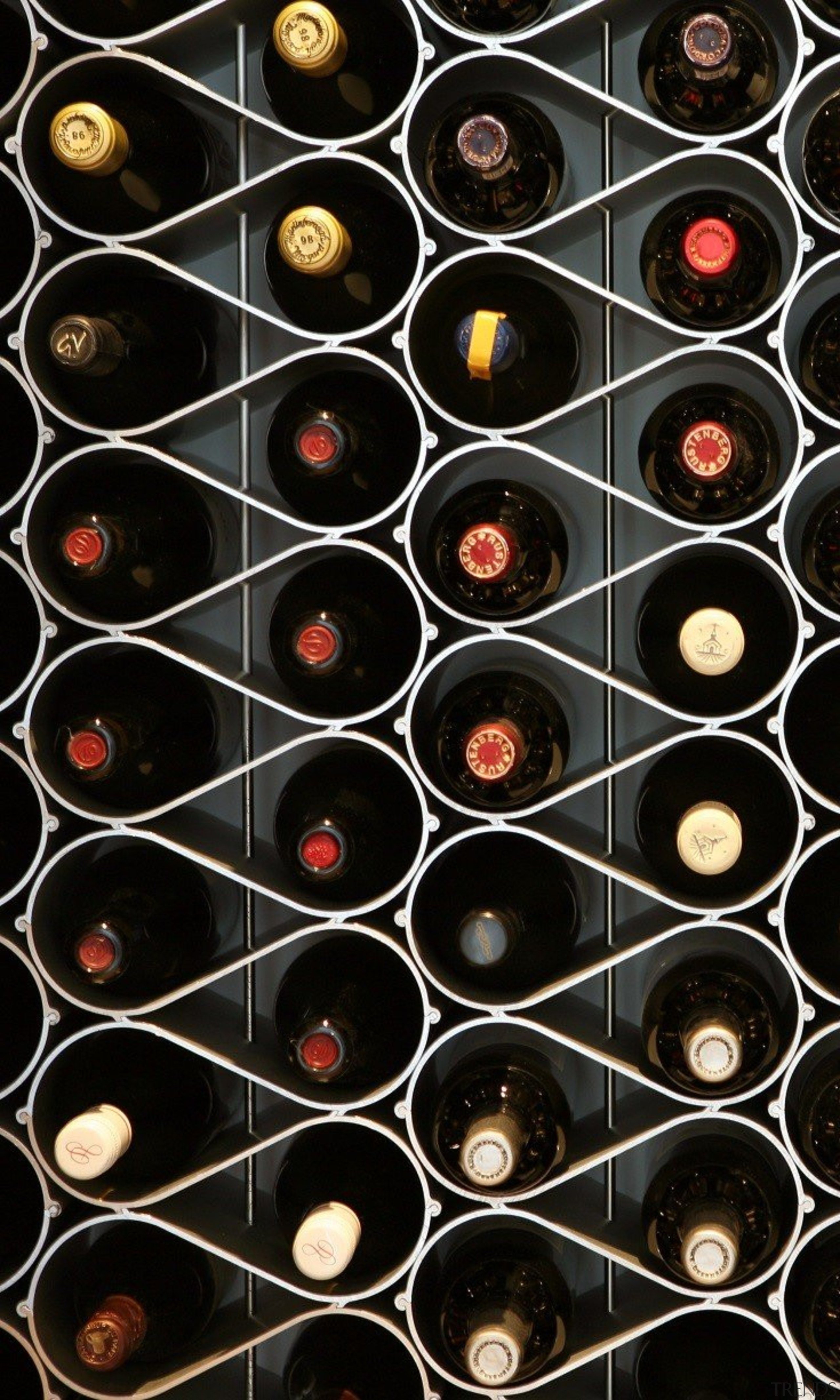 The Echelon modular wine bottle storage system nests black