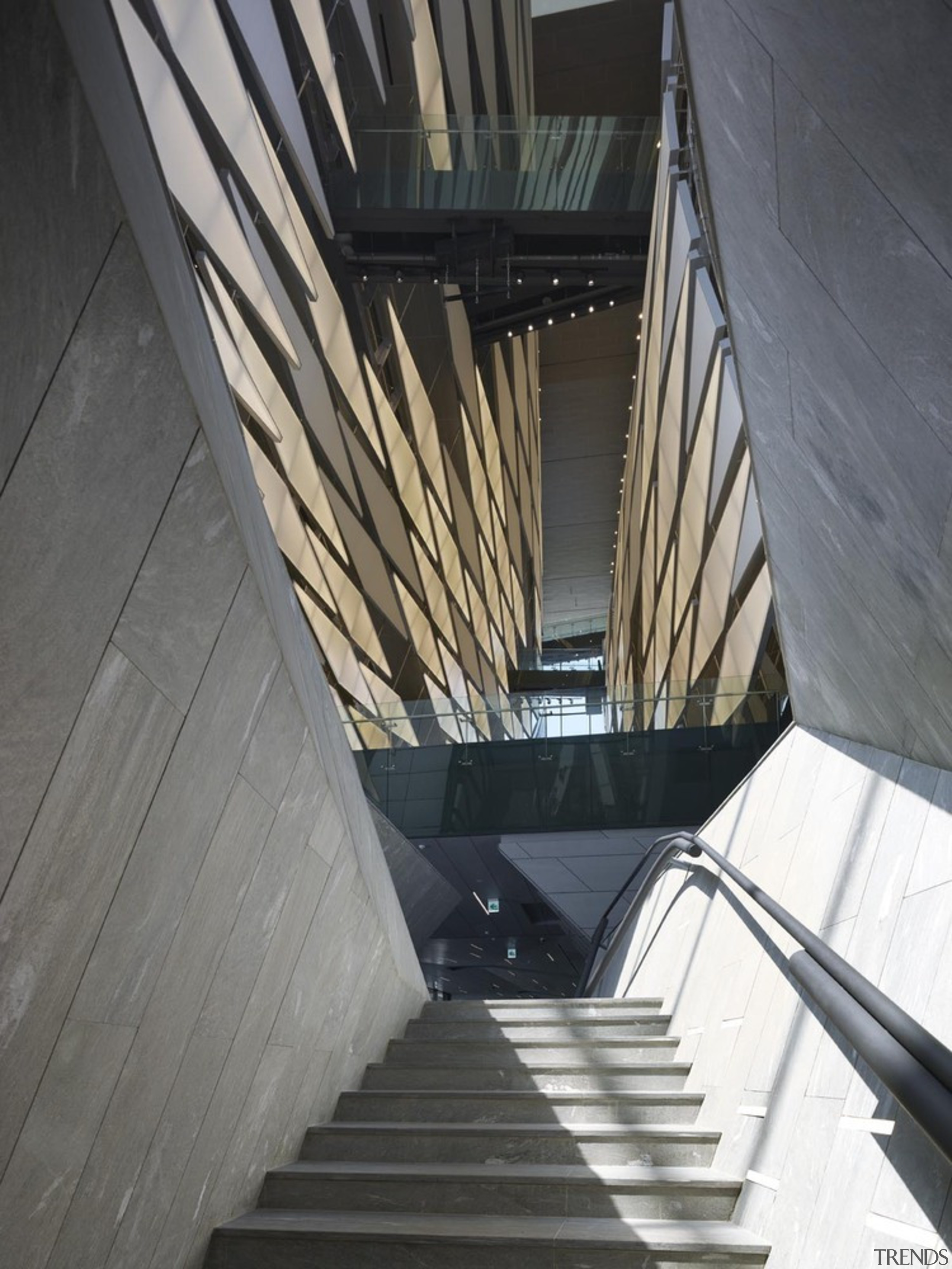 Kolon One &amp; Only Tower – Morphosis Architects. architecture, building, daylighting, line, stairs, structure, gray, black