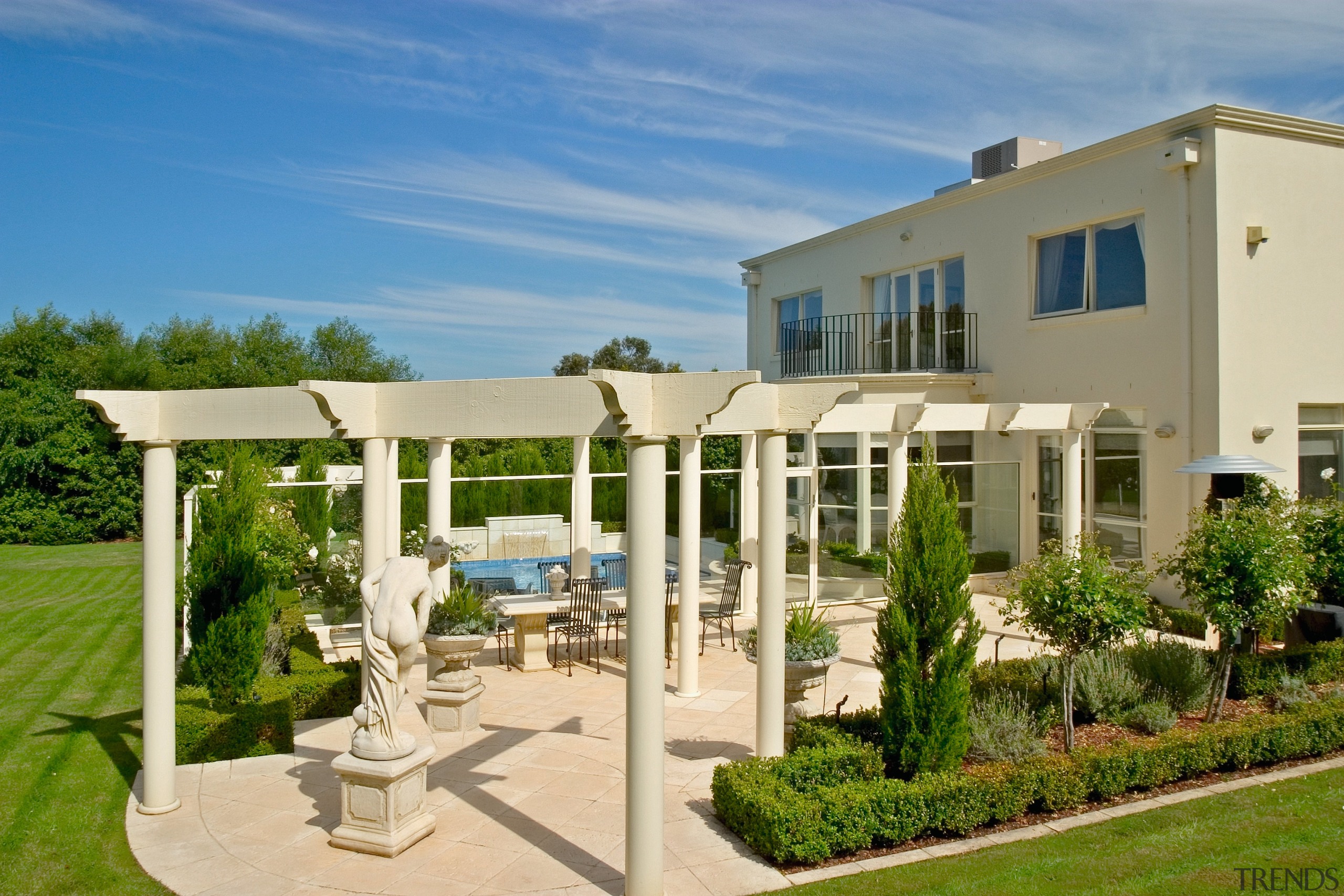 View of the entrance way to this magnificant cottage, estate, home, house, mansion, property, real estate, residential area, resort, villa, brown, teal