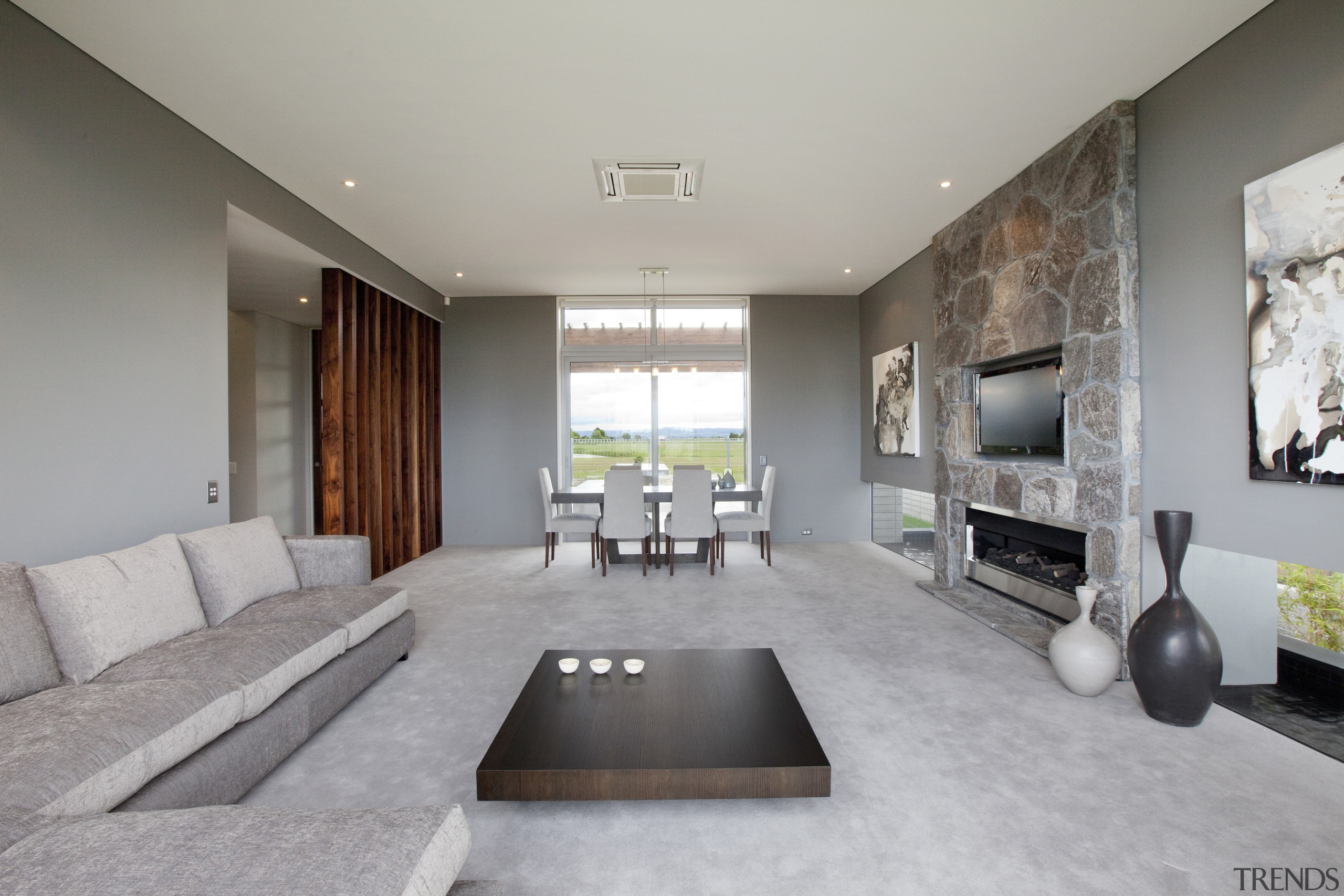 Contemporary home by Coast Papamoa - Contemporary home ceiling, floor, interior design, living room, room, gray