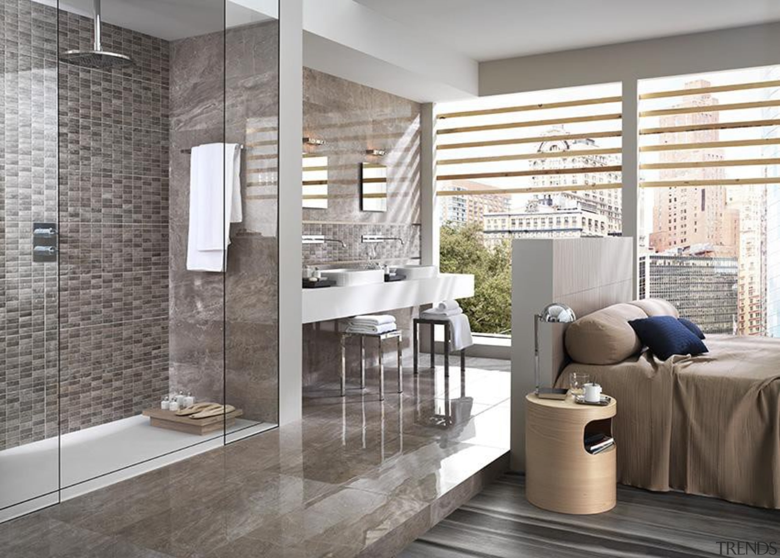 Emperador Tuana Polished - Marmi Imperiali - Emperador bathroom, floor, flooring, interior design, tile, gray