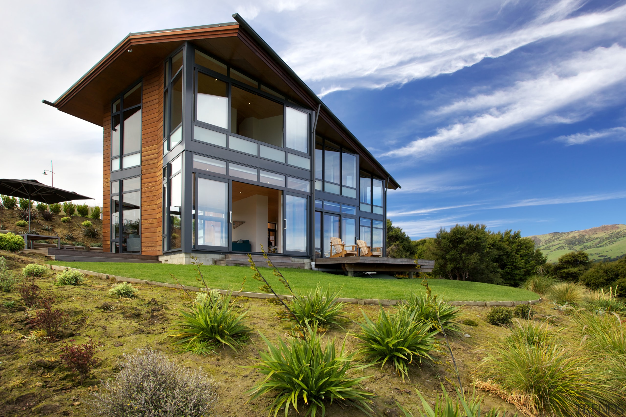 Two storey Hilltop holiday home - Two storey architecture, cottage, elevation, estate, facade, farmhouse, grass, home, house, landscape, property, real estate, sky, villa, brown