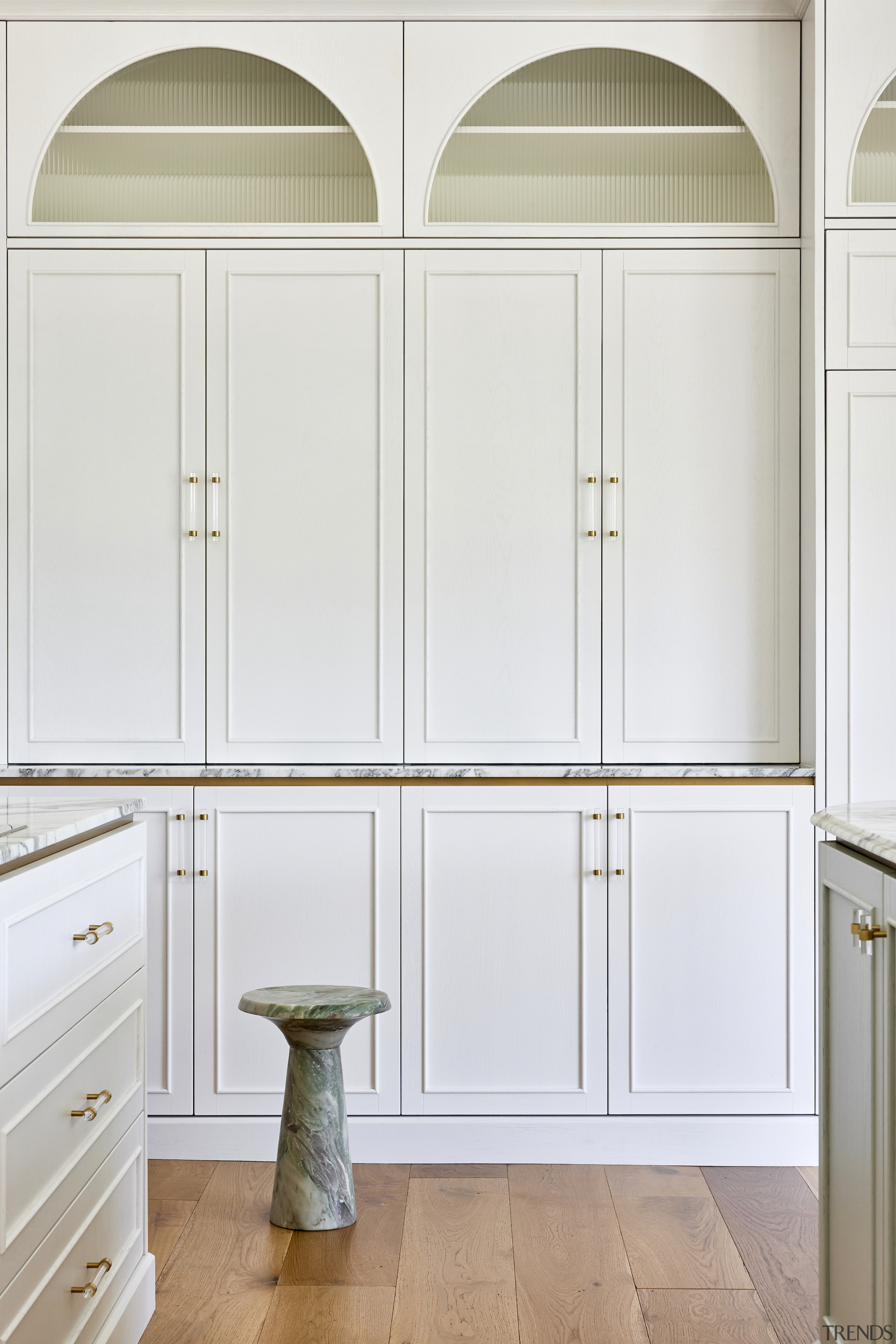 Reeded glass adds to the design interest. - 