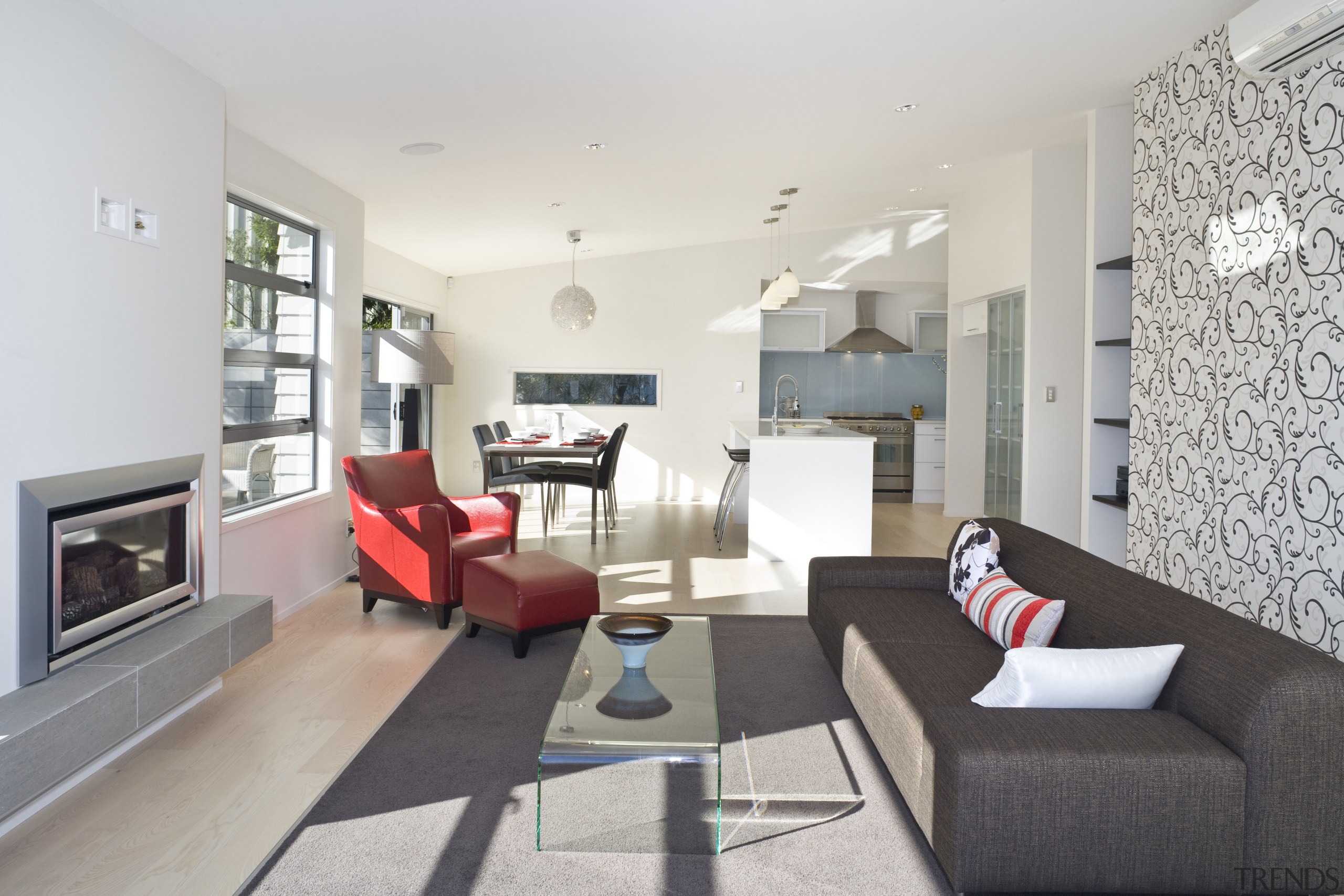 View of the living area of the Harmony architecture, ceiling, floor, home, house, interior design, living room, property, real estate, room, gray