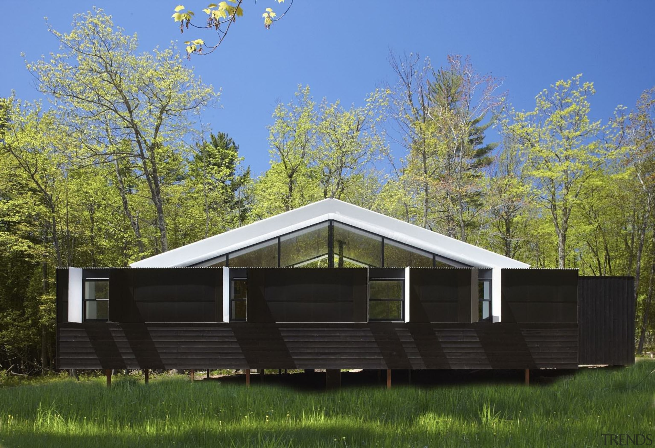 It's a private retreat – helped by the architecture, cottage, farmhouse, grass, home, house, landscape, log cabin, property, real estate, rural area, shack, shed, siding, tree, brown