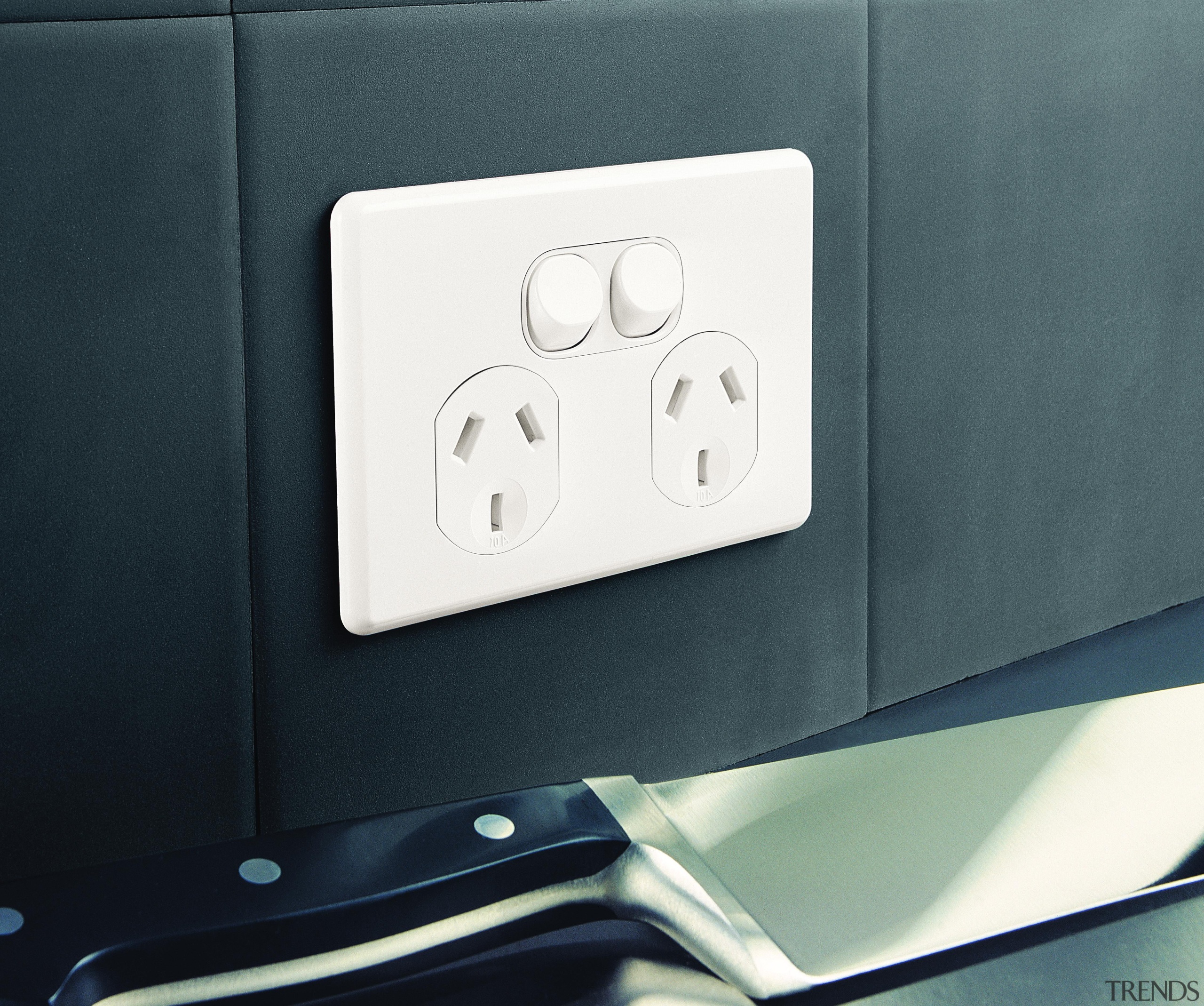 Slimline double socket - Slimline double socket - product, technology, black, gray