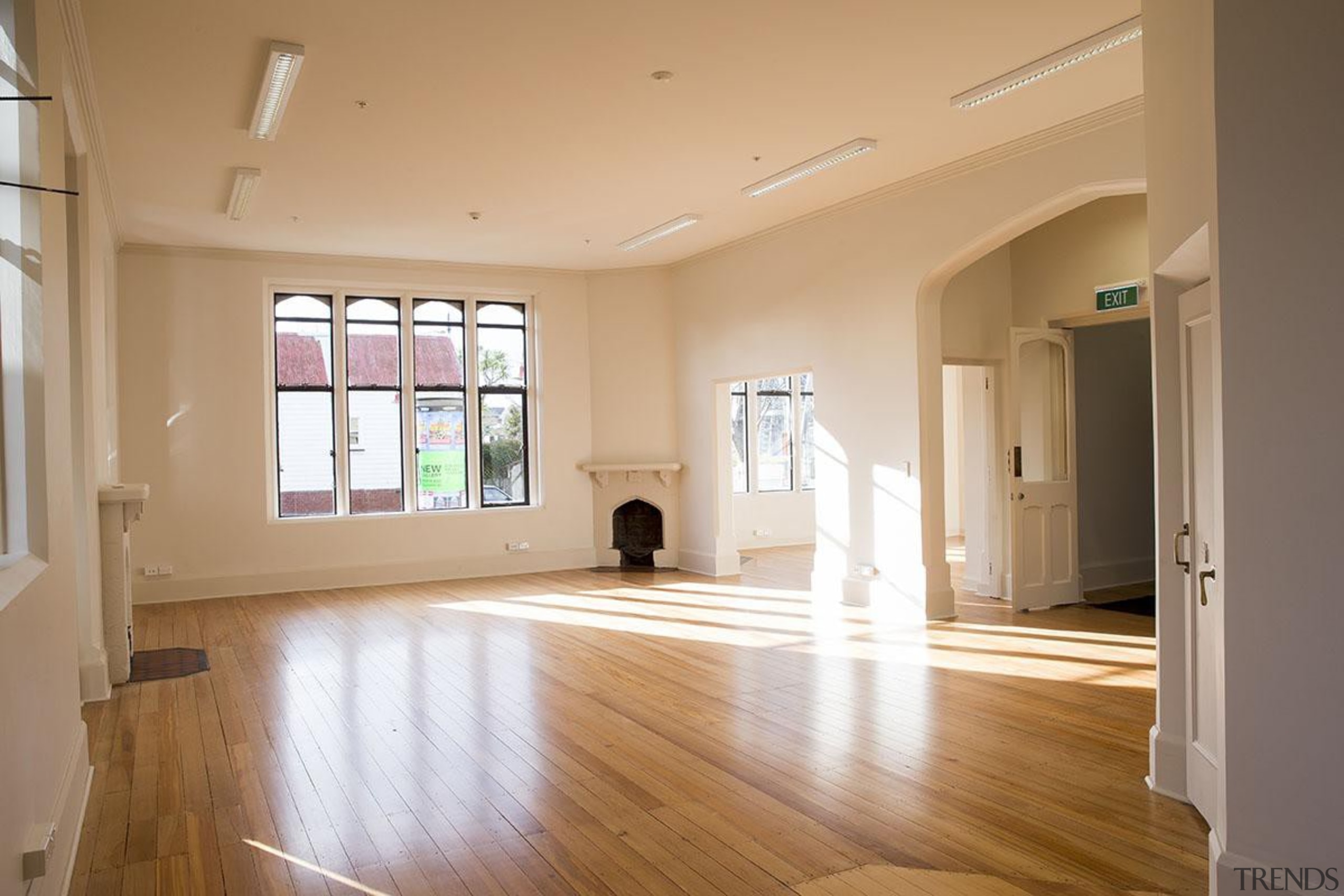 NOMINEERegistry Building (4 of 4) - Hays Commercial apartment, ceiling, daylighting, estate, floor, flooring, hardwood, home, house, interior design, laminate flooring, living room, property, real estate, room, window, wood, wood flooring, orange, brown