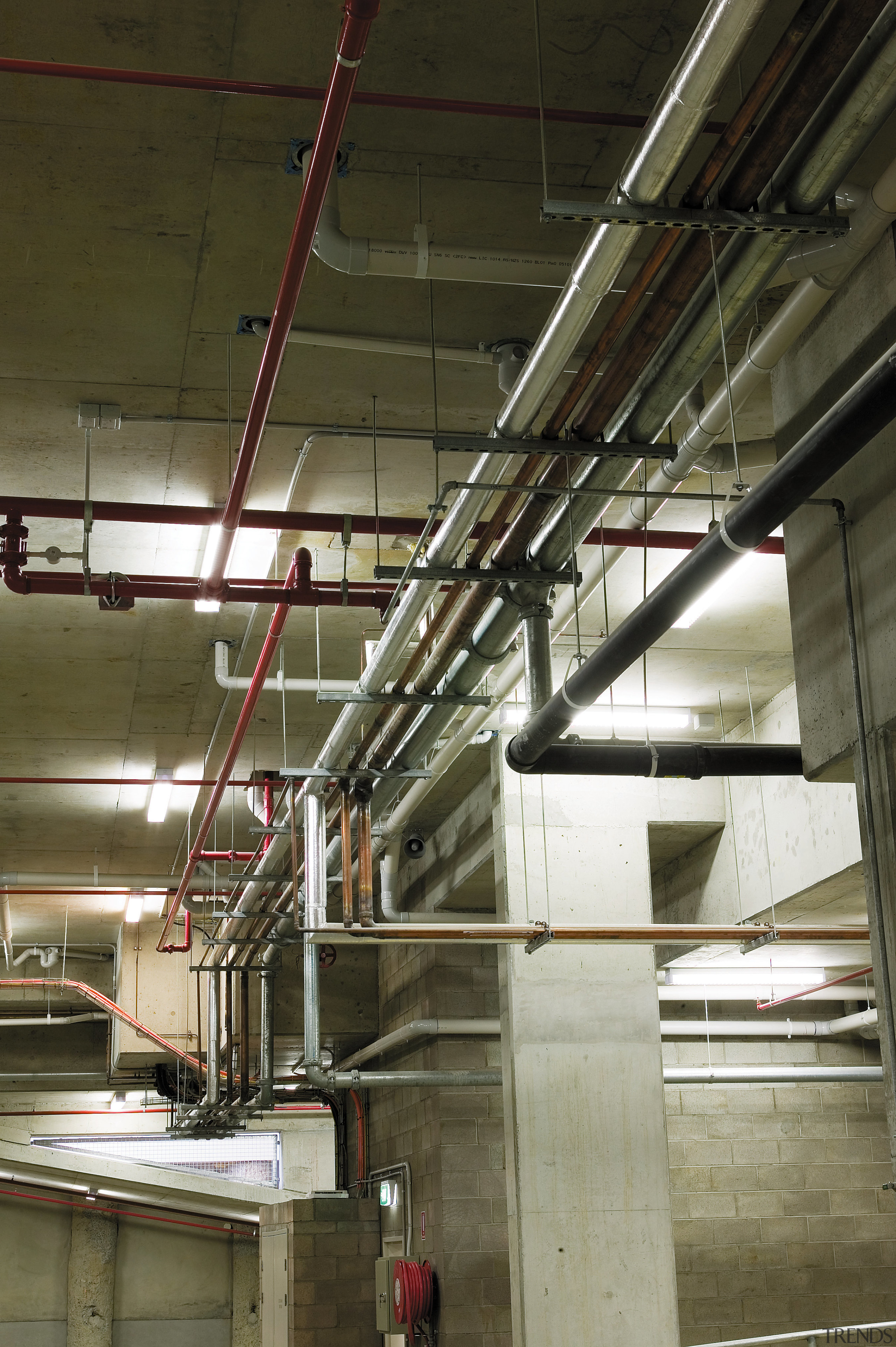 View of the plumbing srvices in the hub factory, industry, steel, brown