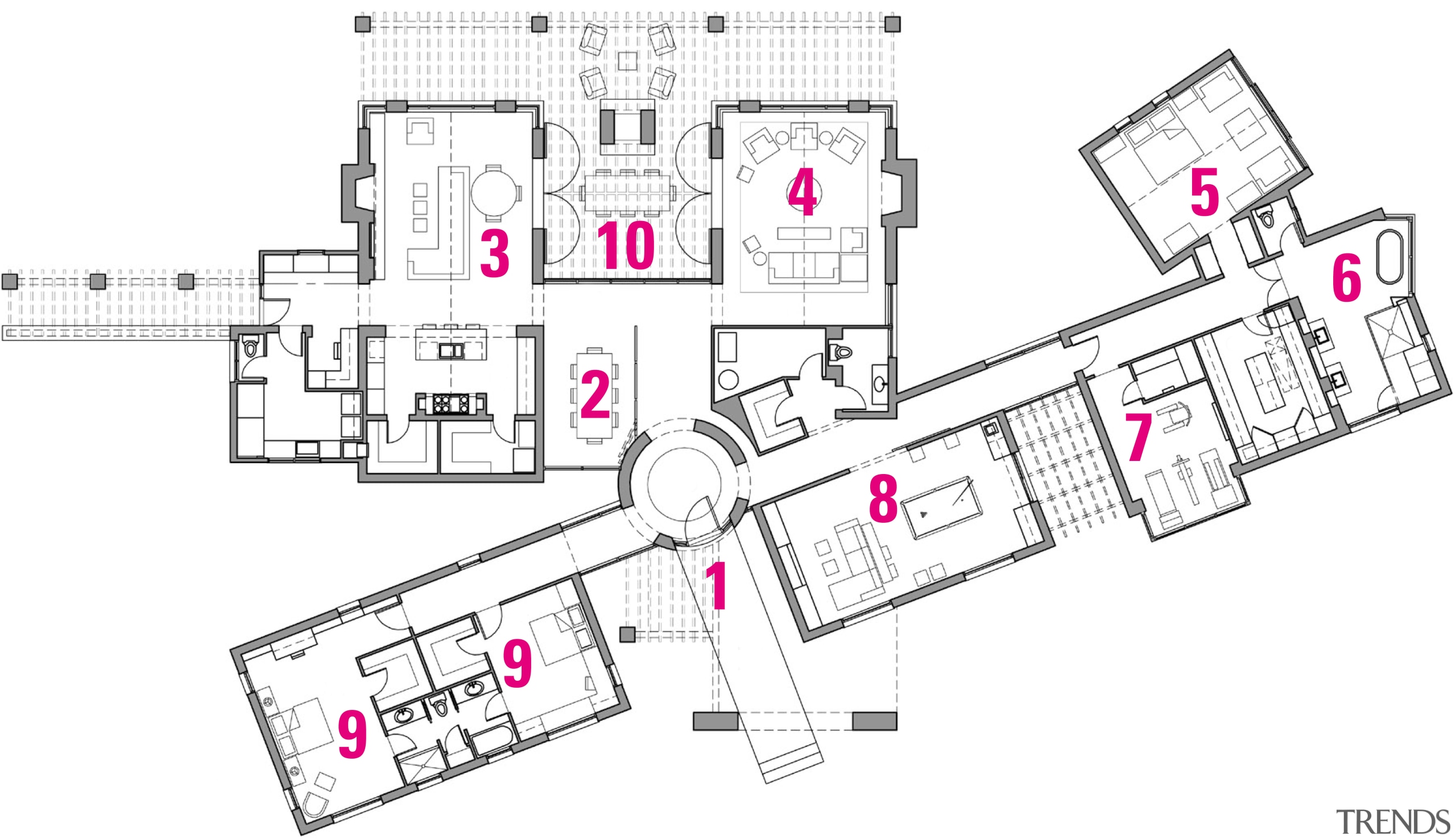 A view of the plan of the home. area, design, diagram, drawing, floor plan, font, line, plan, product design, text, white