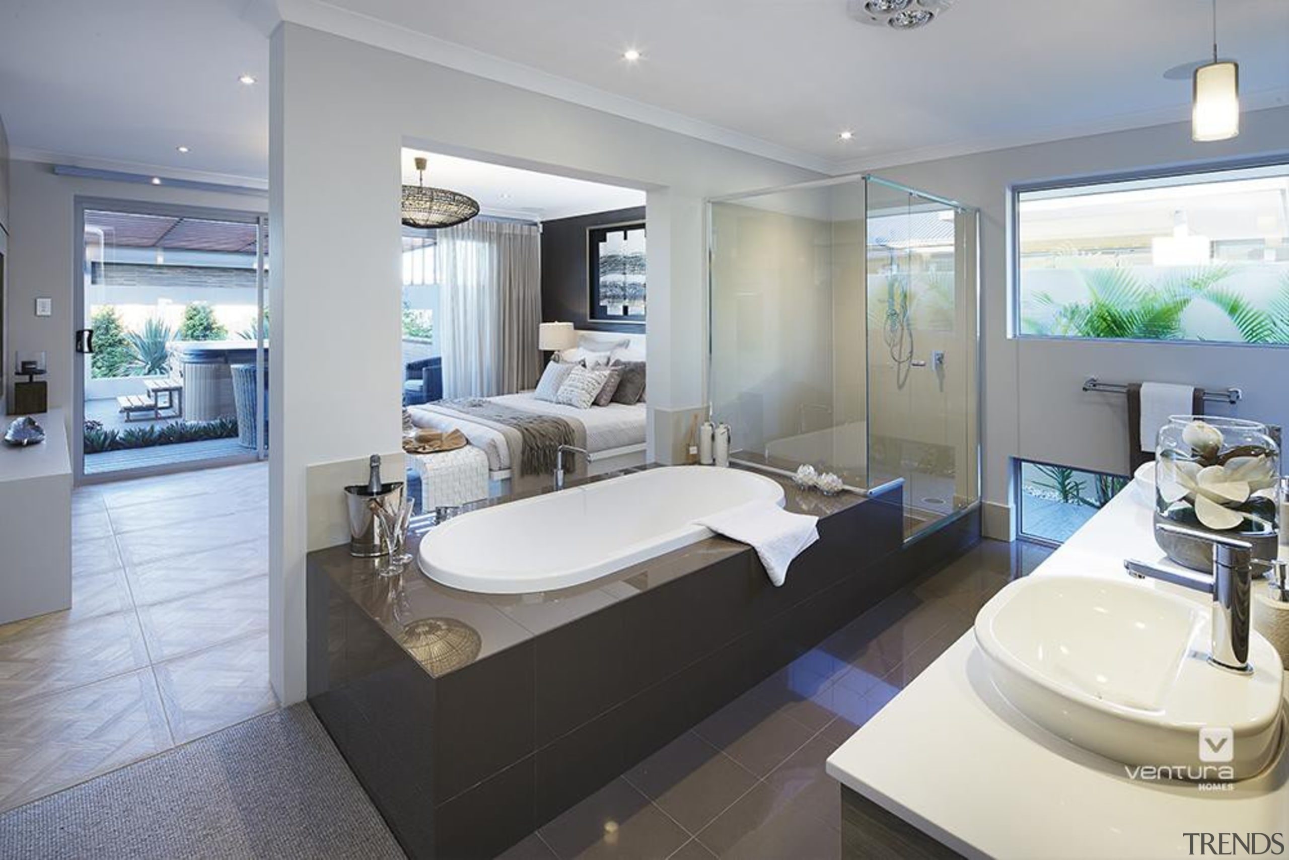 Ensuite design. - The Sanctuary Display Home - architecture, bathroom, estate, home, interior design, real estate, room, gray
