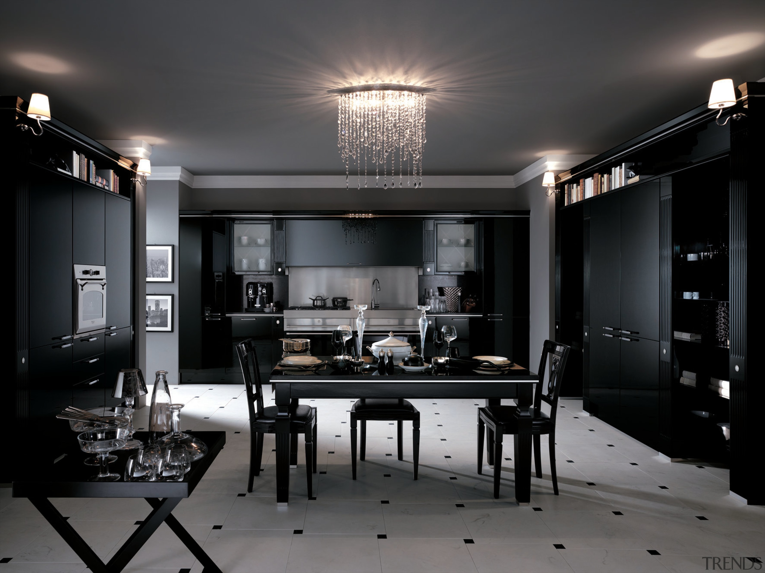 In this Absolute Classic kitchen in Baccarat are furniture, interior design, room, black, gray