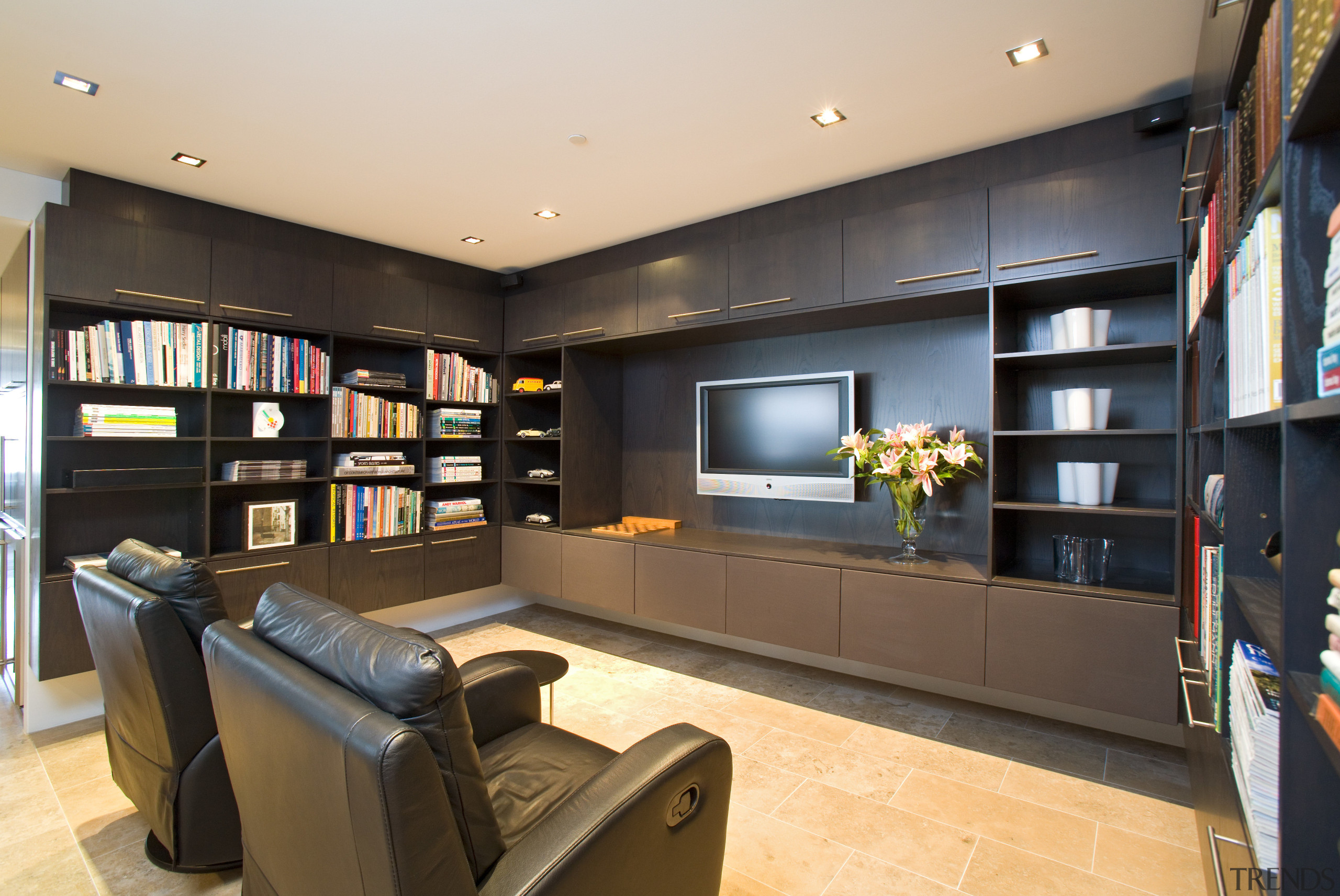 To open the interior and bathe it in interior design, living room, black