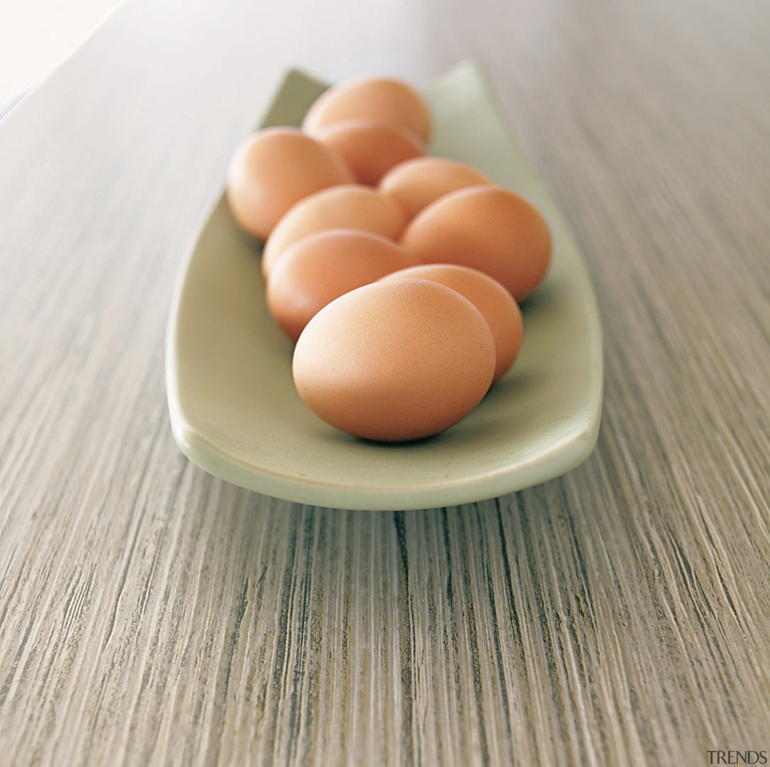 A view of a laminated benchtop. - A egg, gray