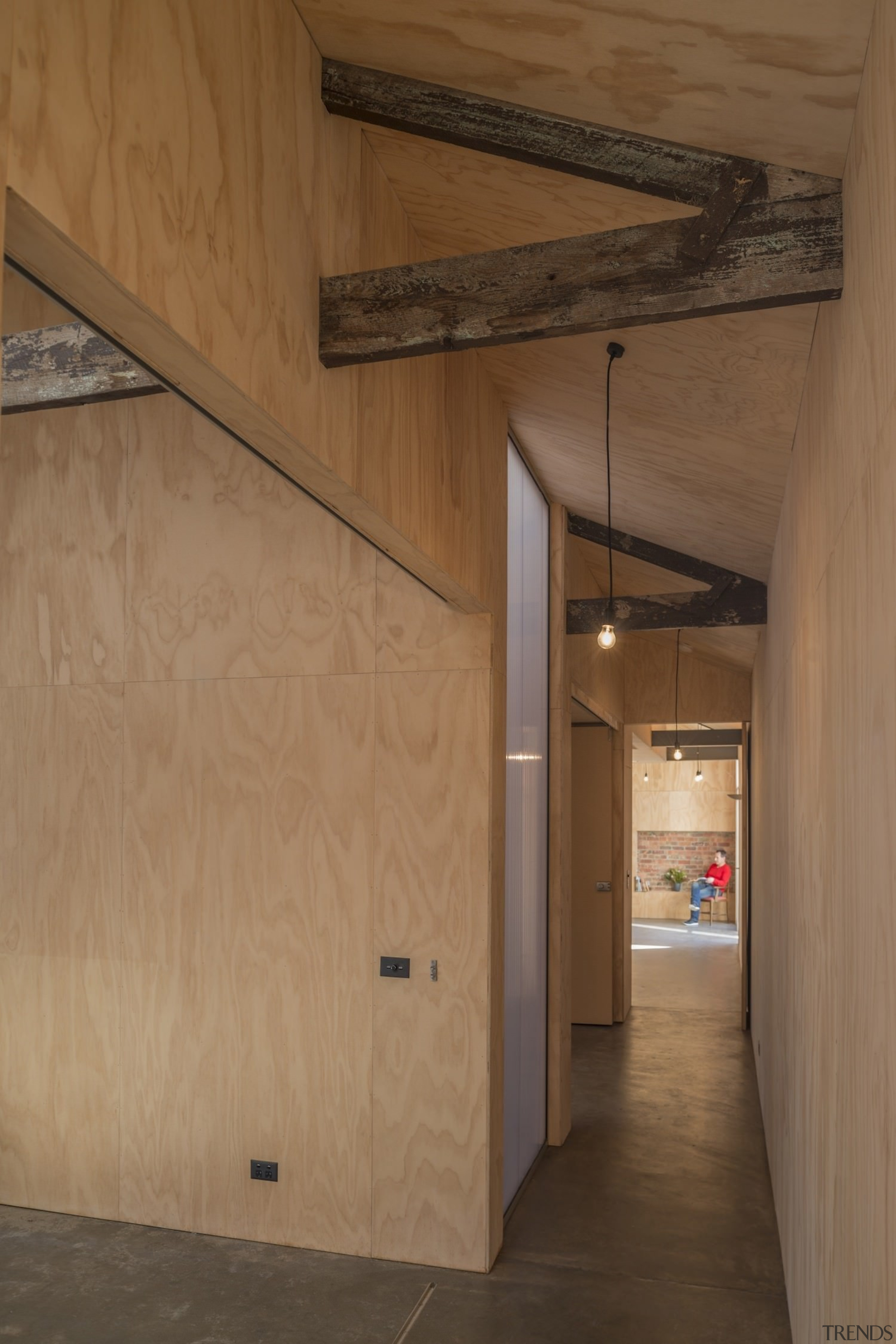 Architect: Steffen Welsch ArchitectsPhotography by Wolf-Peter architecture, ceiling, daylighting, floor, flooring, hardwood, house, interior design, plywood, wall, wood, wood flooring, brown