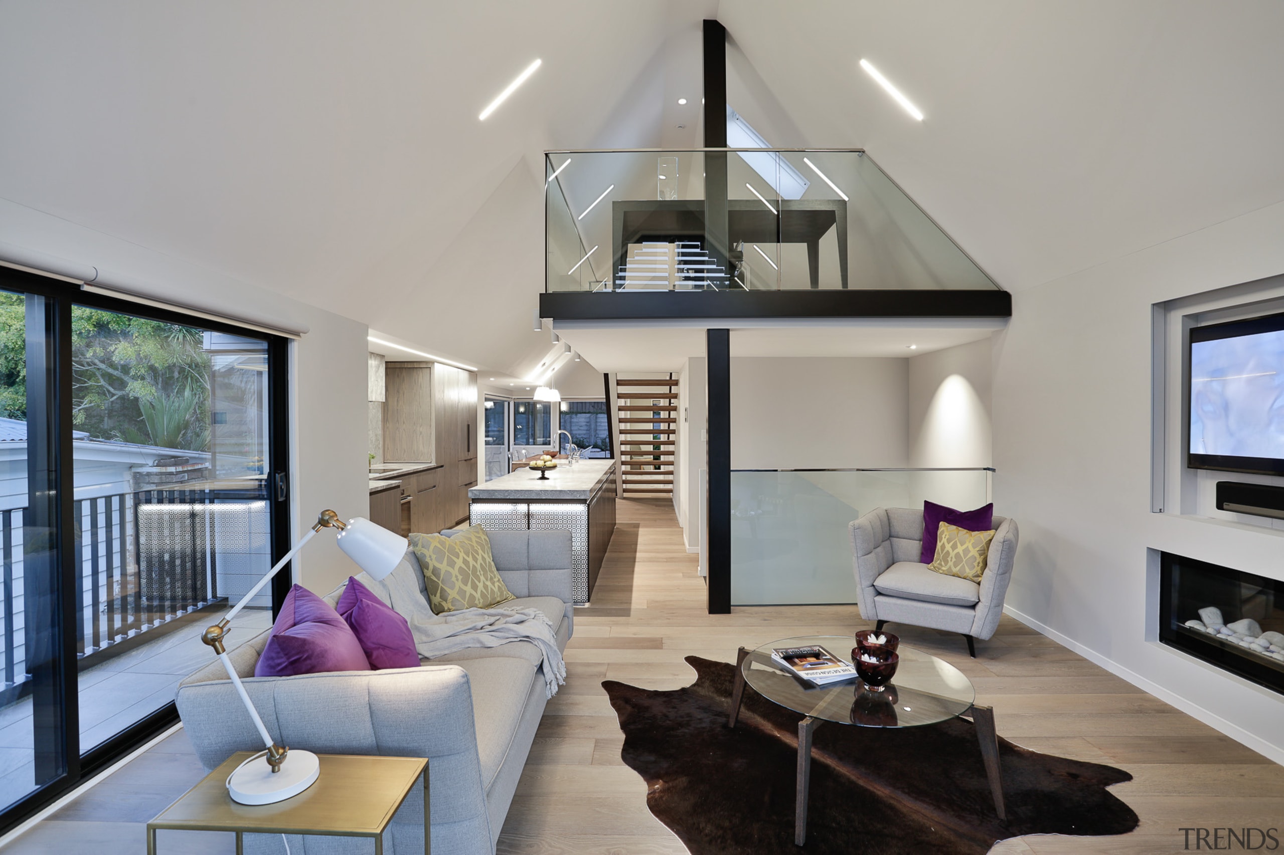 Highly Commended – Koia Architects – TIDA New architecture, ceiling, daylighting, home, house, interior design, living room, penthouse apartment, property, real estate, room, window, gray