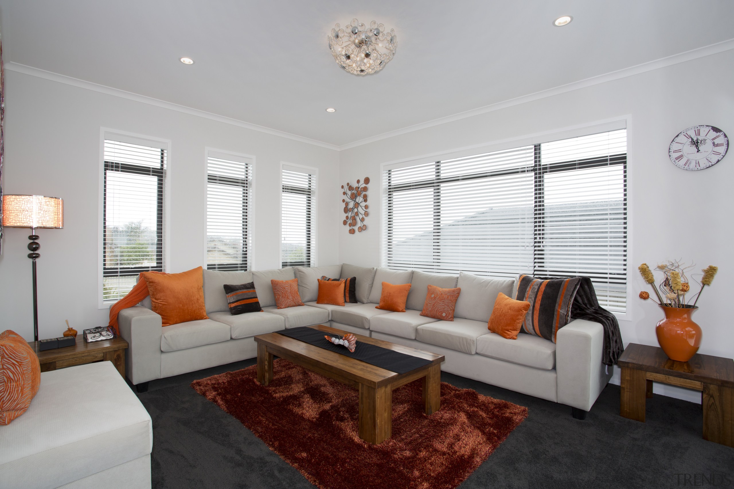 This home by Fowler Homes South Auckland,  ceiling, home, interior design, living room, property, real estate, room, gray