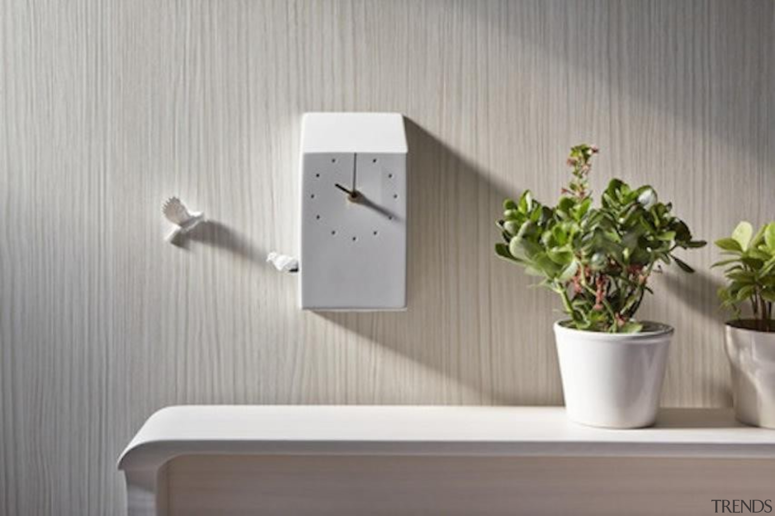 The Modern Day Cuckoo Clock - The Modern flowerpot, furniture, interior design, shelf, tap, wall, gray