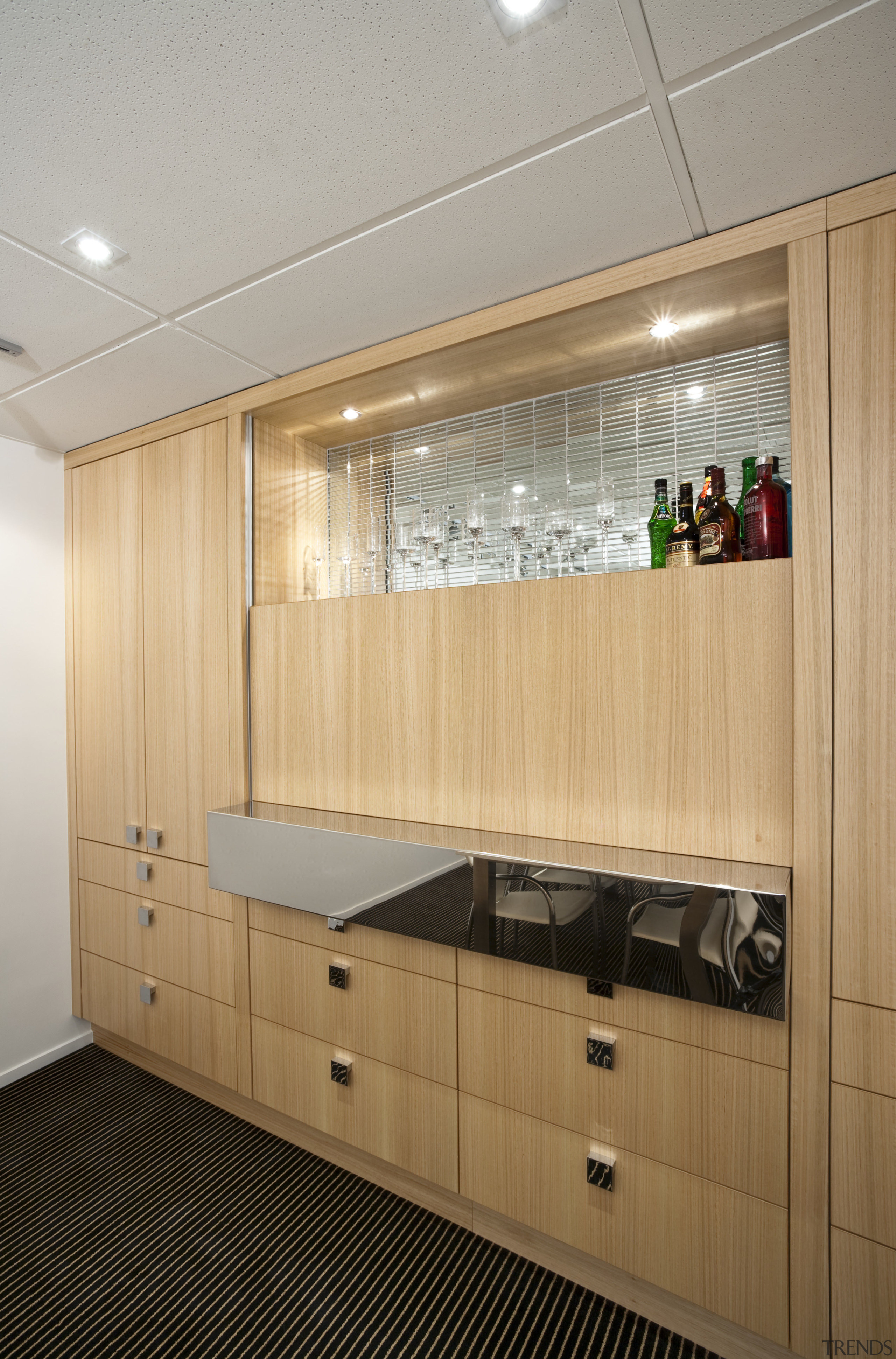 This storage/bar unit by Yellowfox features an Bestwood cabinetry, ceiling, interior design, gray, orange